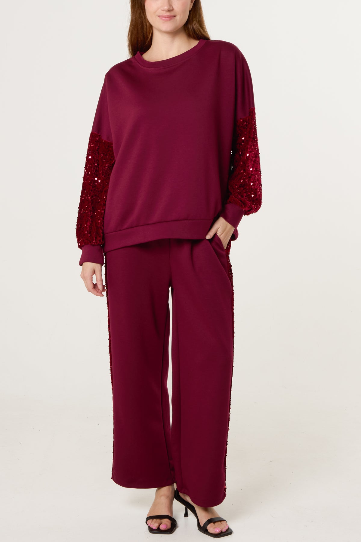 Sequin Velvet Sleeve Soft Touch Tracksuit