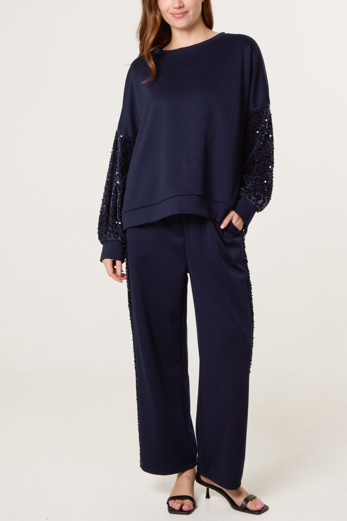 Sequin Velvet Sleeve Soft Touch Tracksuit