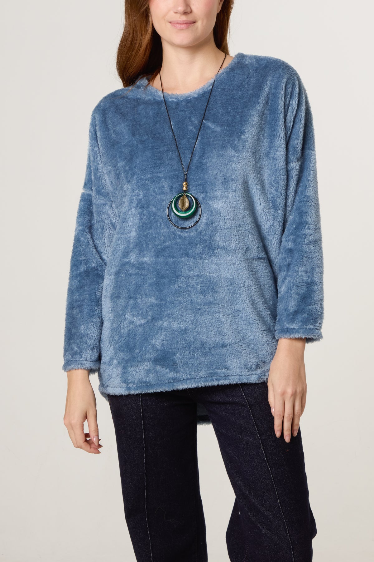 Necklace V-Neck Teddy Jumper