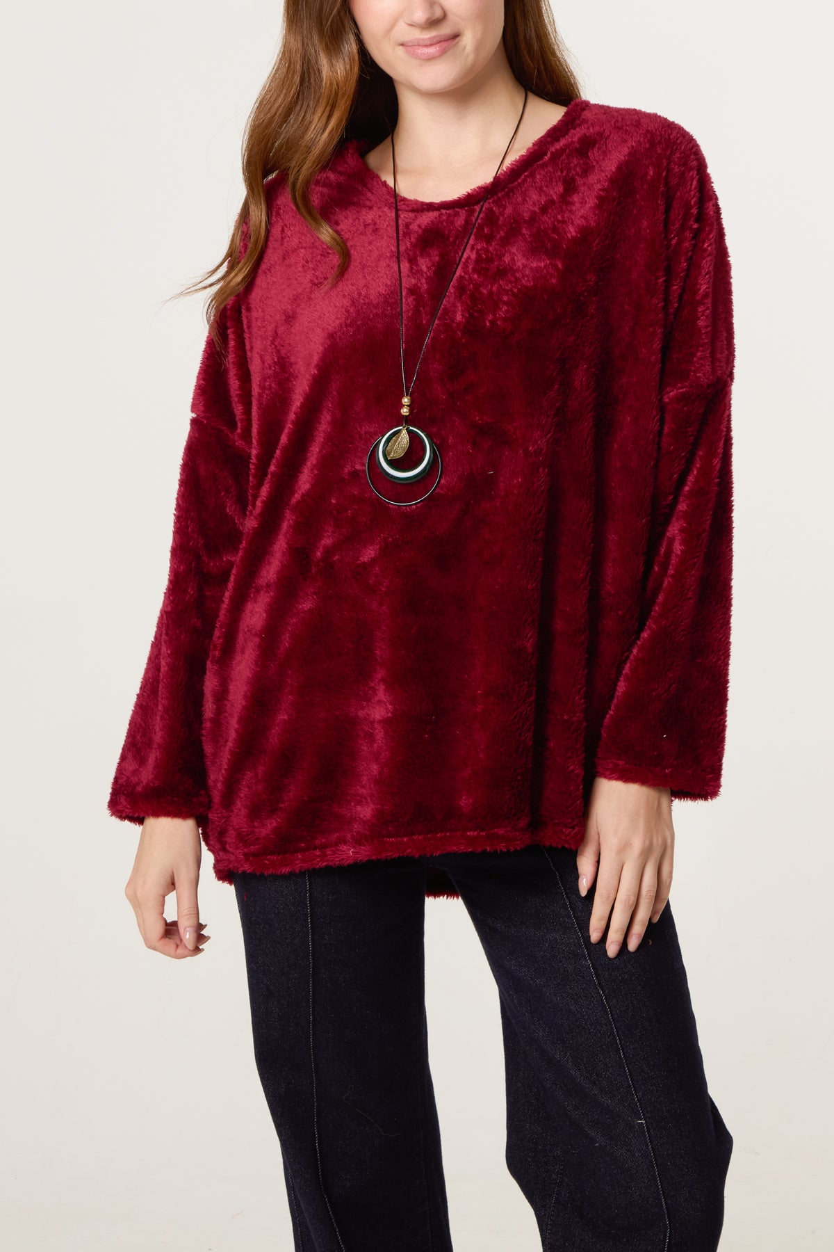 Necklace V-Neck Teddy Jumper