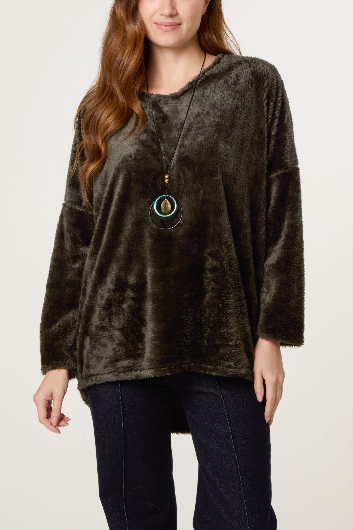 Necklace V-Neck Teddy Jumper