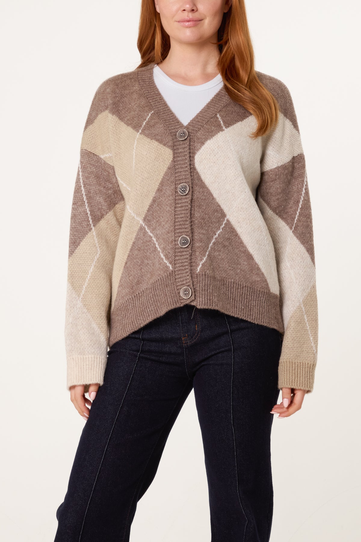 Argyle V-Neck Cardigan