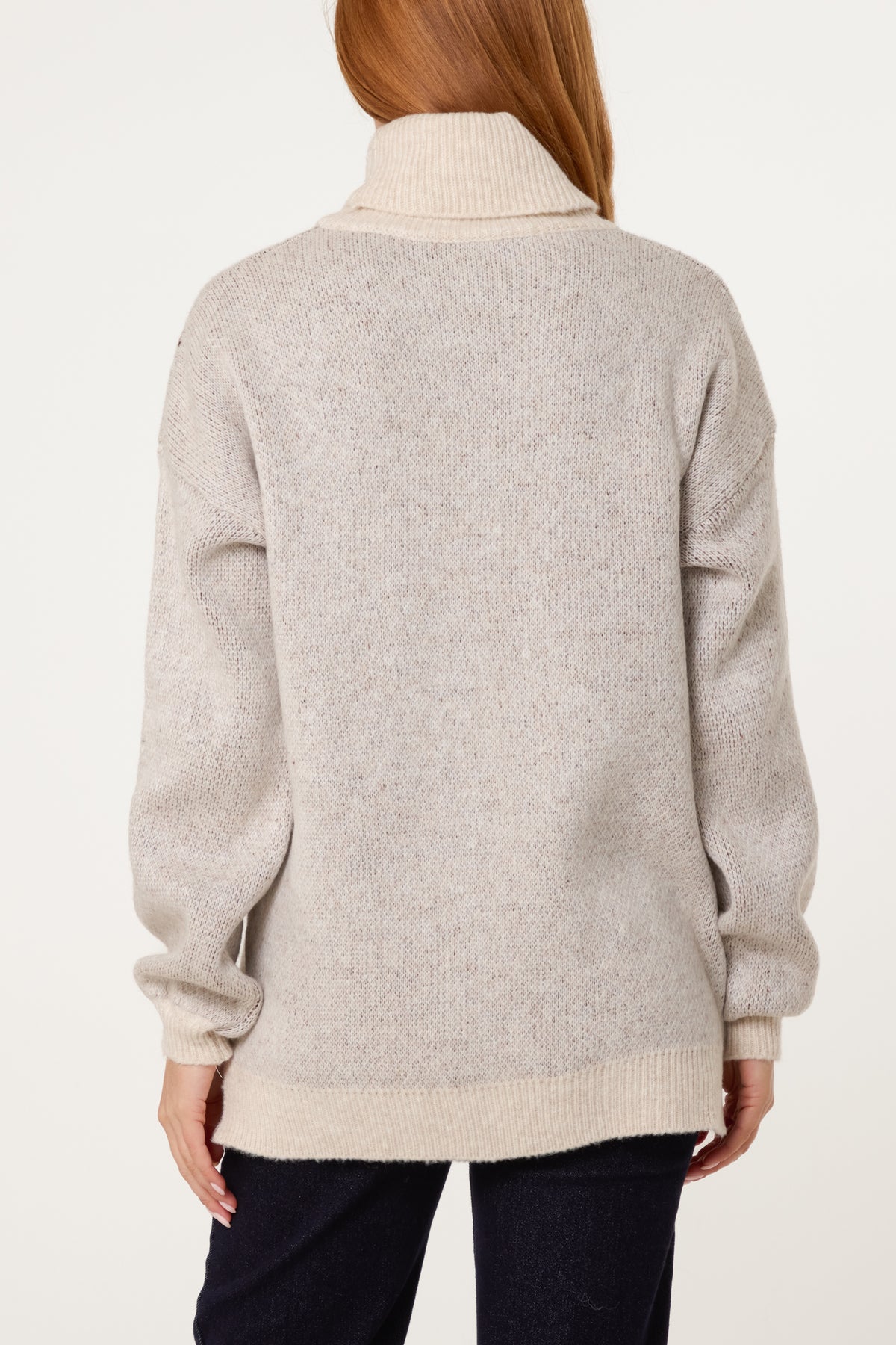 Roll Neck Geometric Pattern Jumper