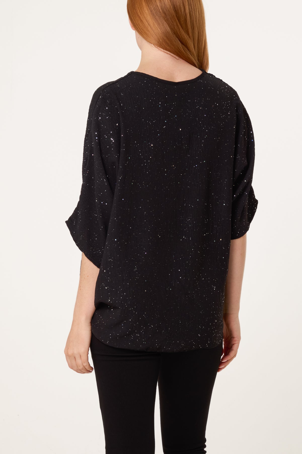 Metallic Glitter Front Knot Top