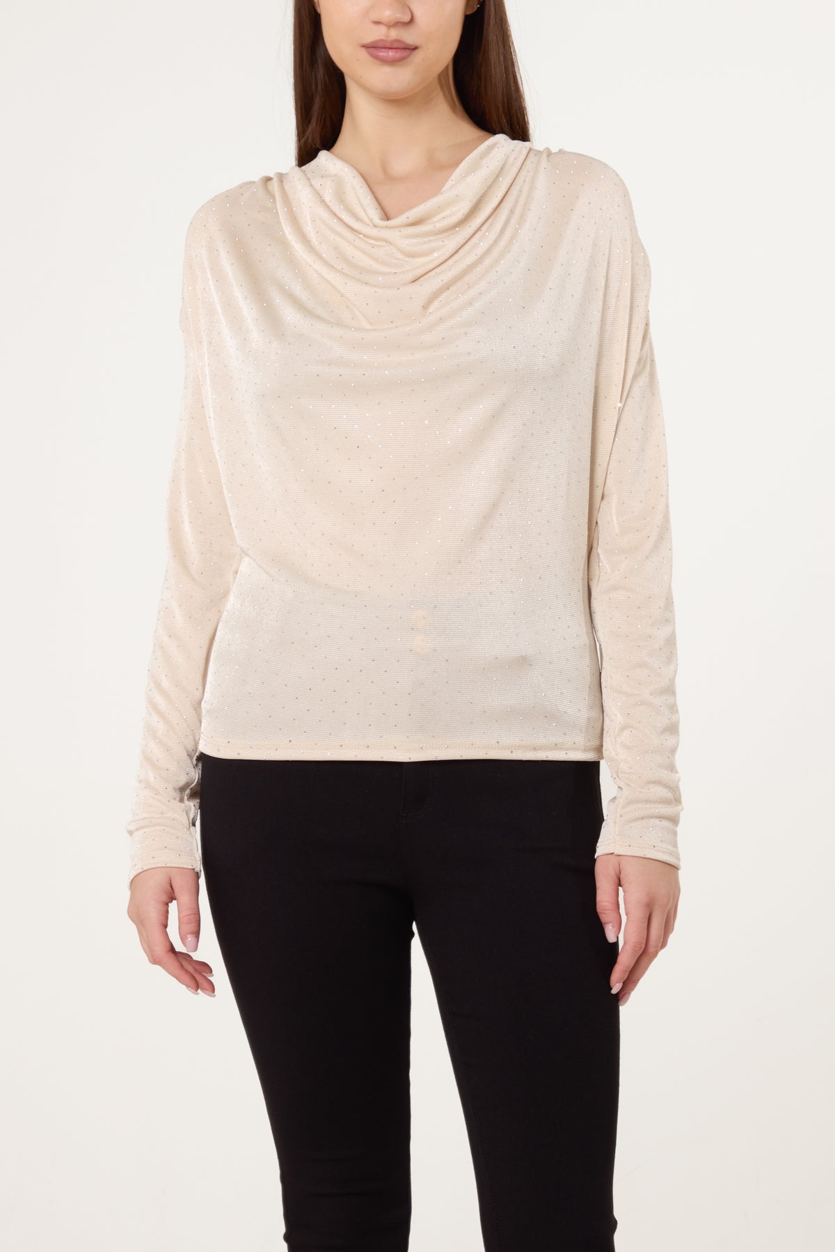 Cowl Neck Diamante Blouse
