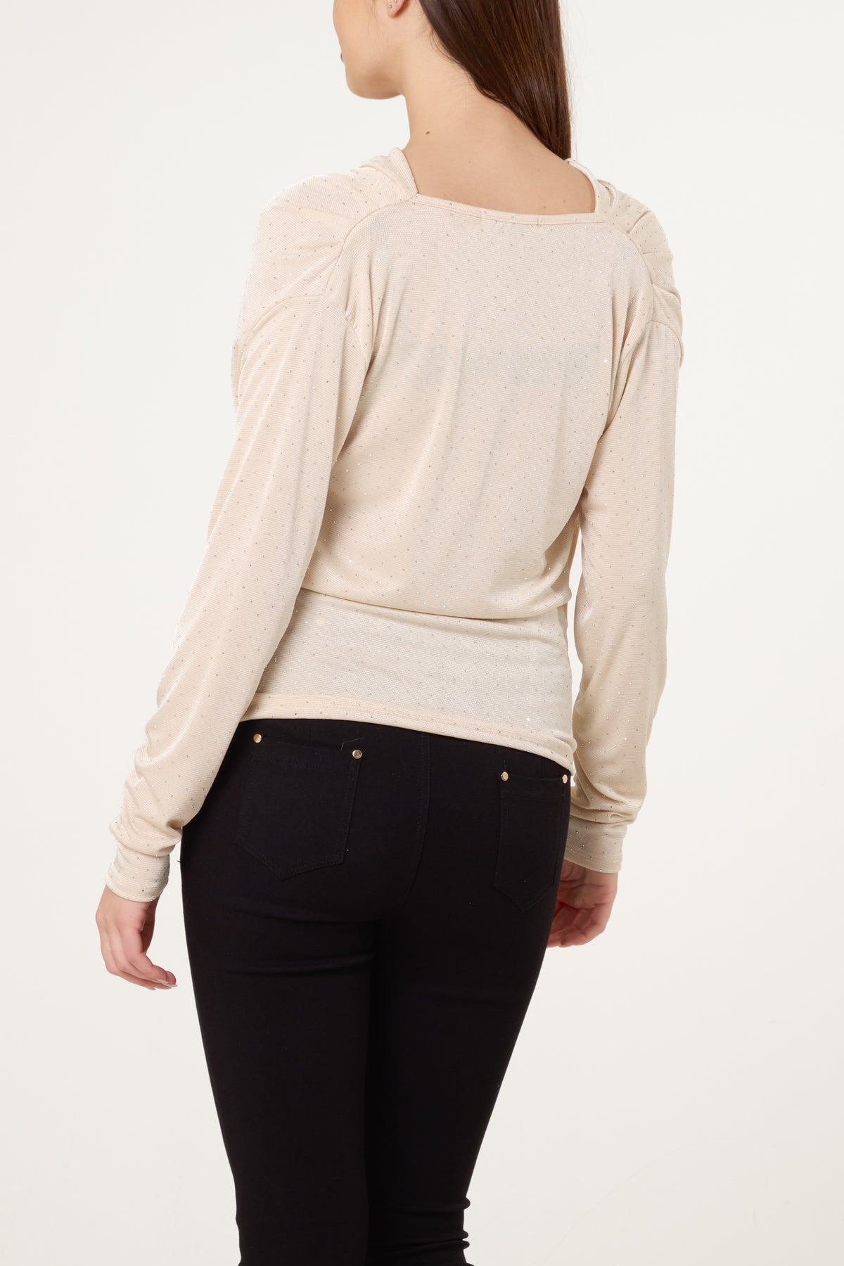 Cowl Neck Diamante Blouse