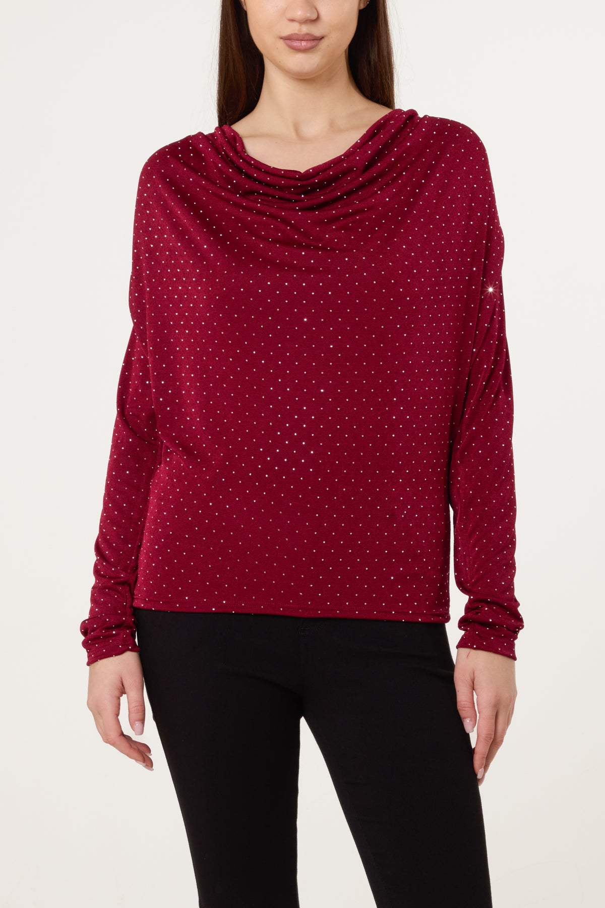Cowl Neck Diamante Blouse