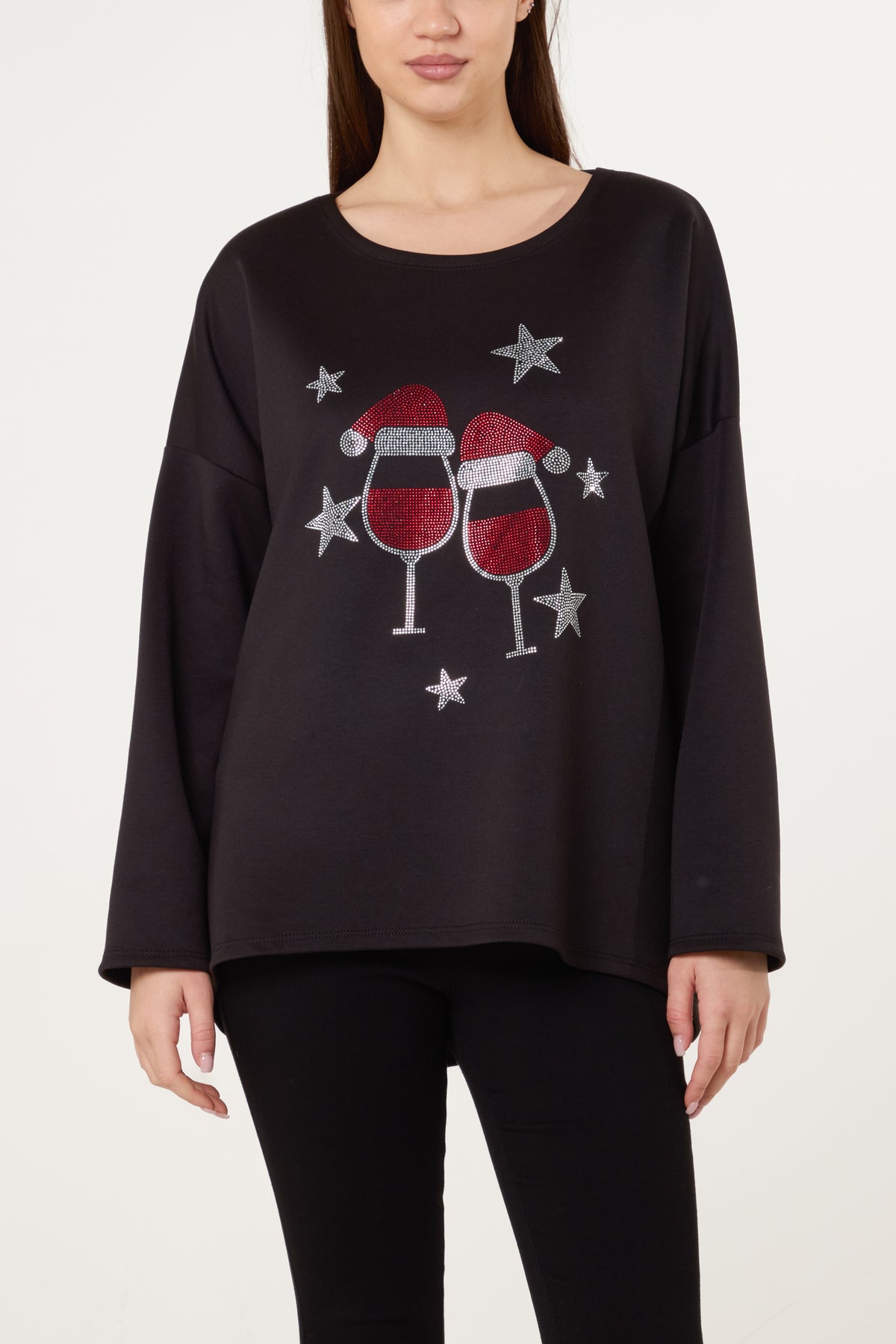 Diamante Festive Glasses Sweatshirt