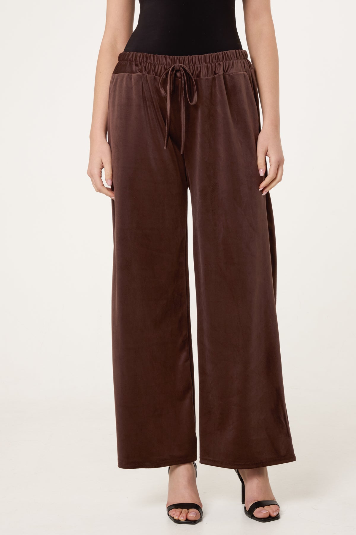 Velvet Pockets Wide Leg Trousers