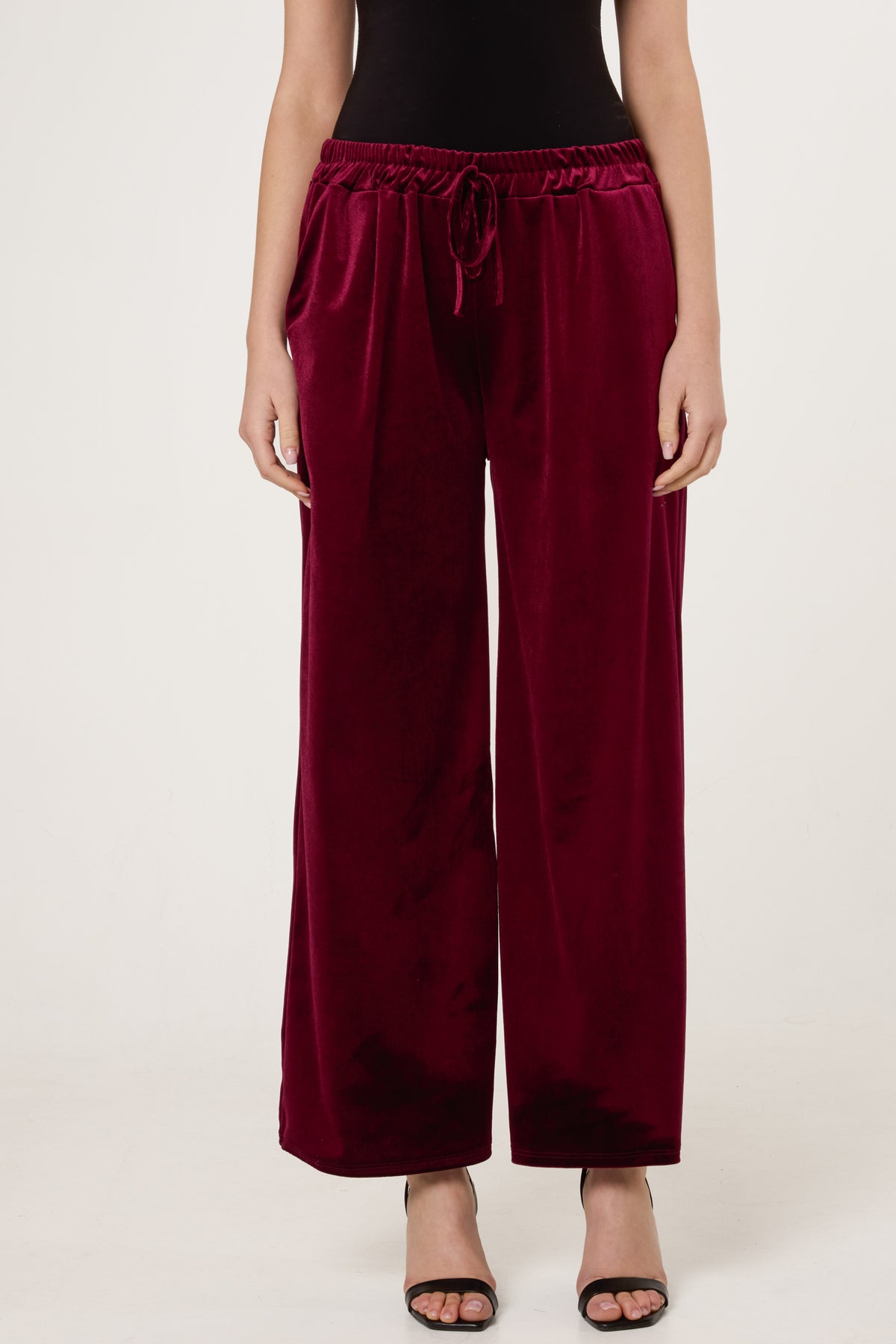 Velvet Pockets Wide Leg Trousers