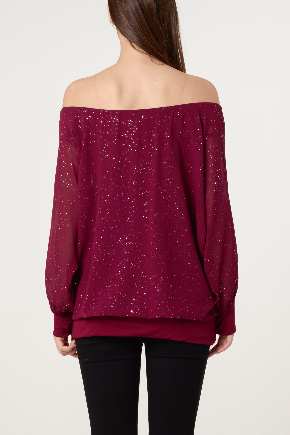 Bardot Metallic Glitter Chiffon Blouse