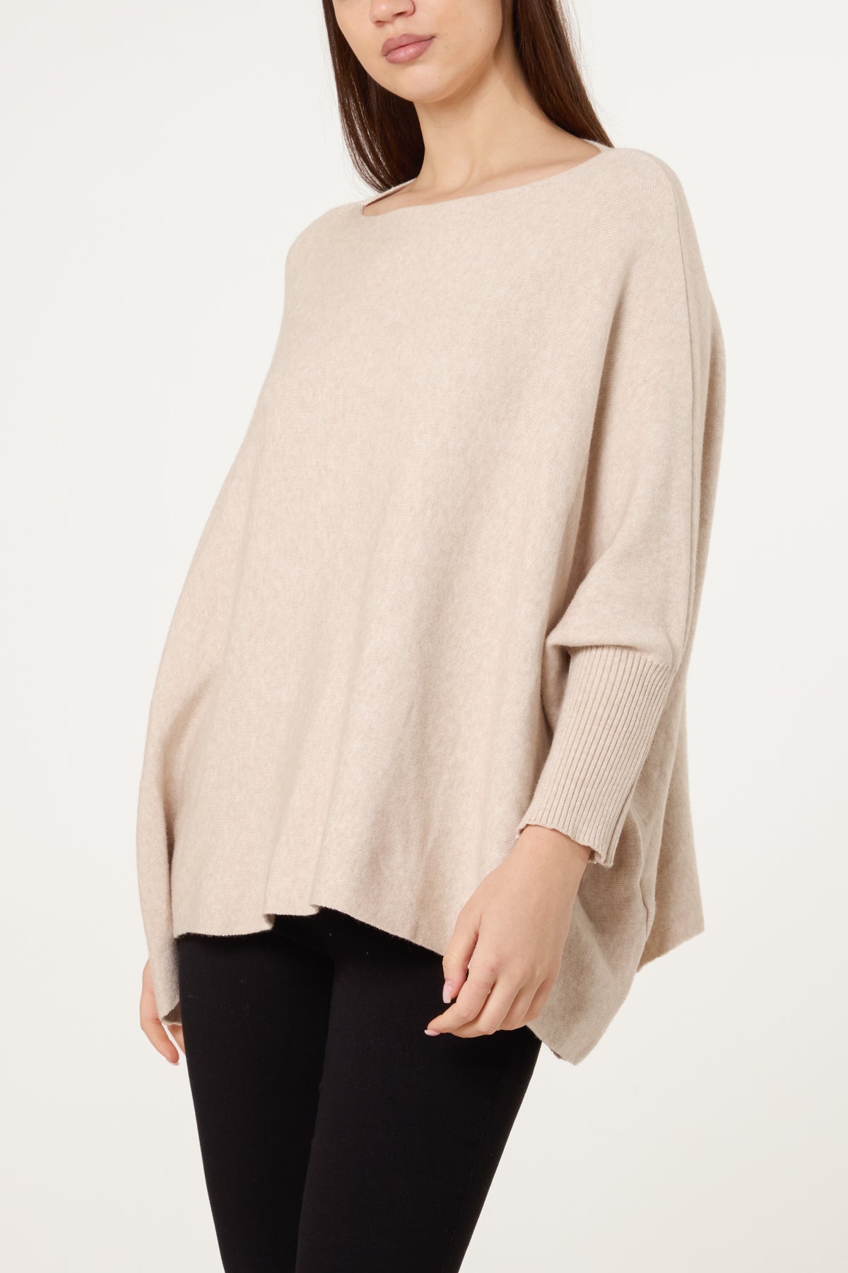 Batwing Sleeve Ribbed Cuff Jumper