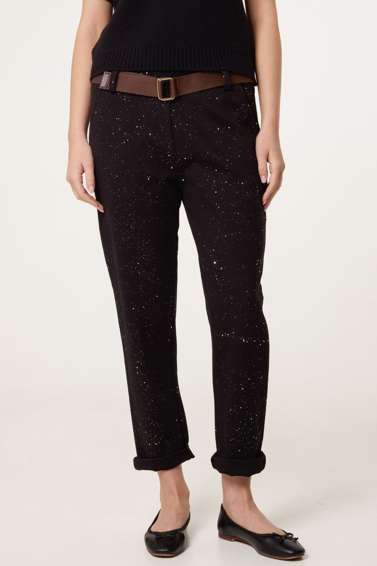Metallic Glitter Jersey Trousers