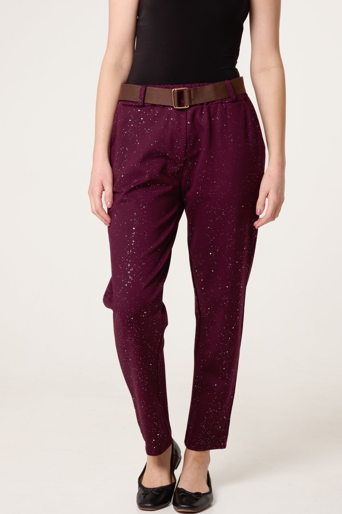 Metallic Glitter Jersey Trousers