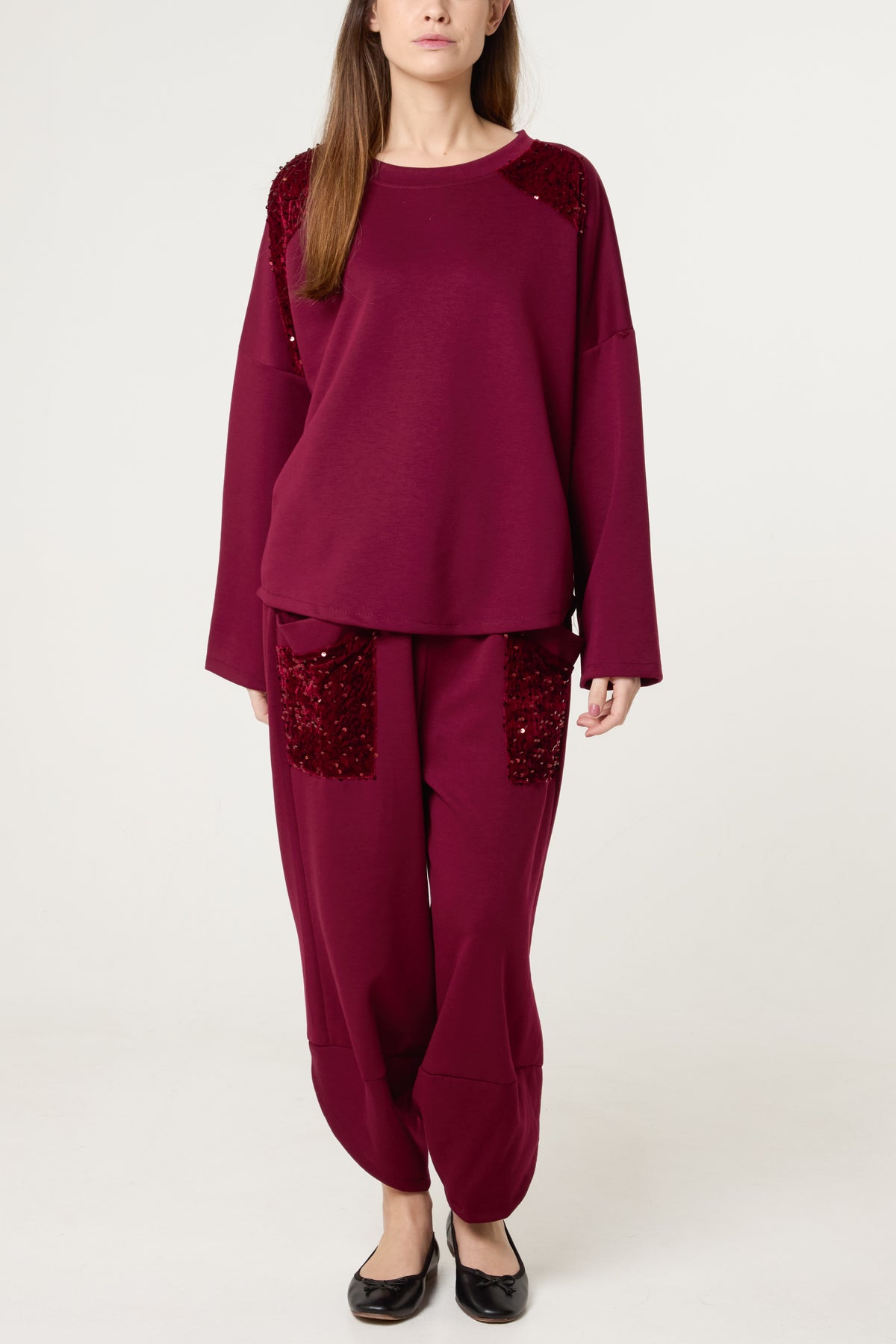 Sequin Detail Barrel Trouser Co-Ord