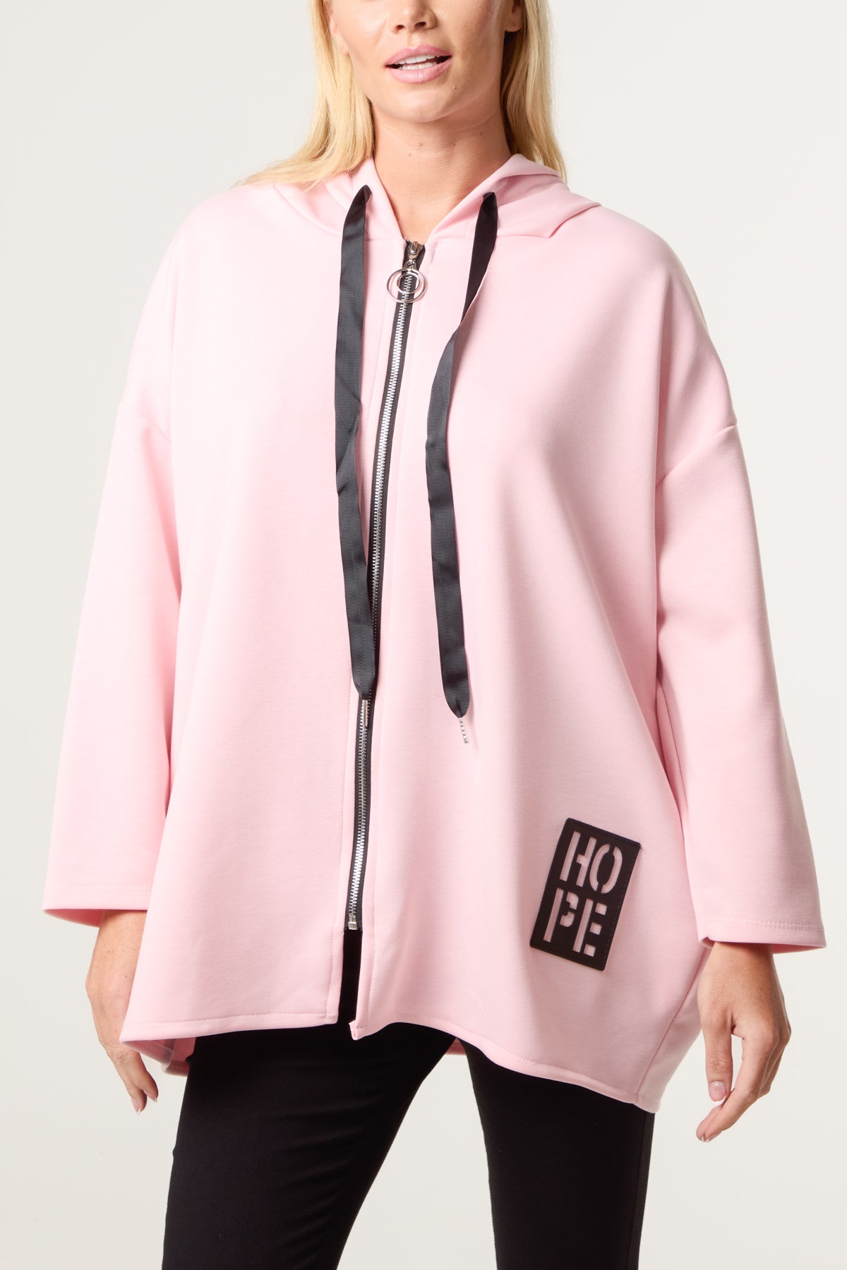 "Hope" Detail Zip Up Hoodie