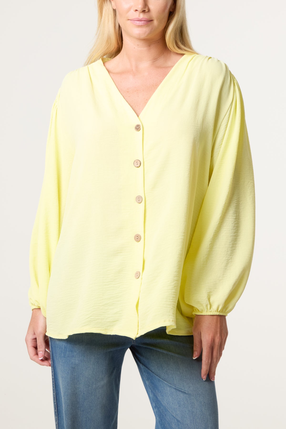 Collarless Button Through Blouse