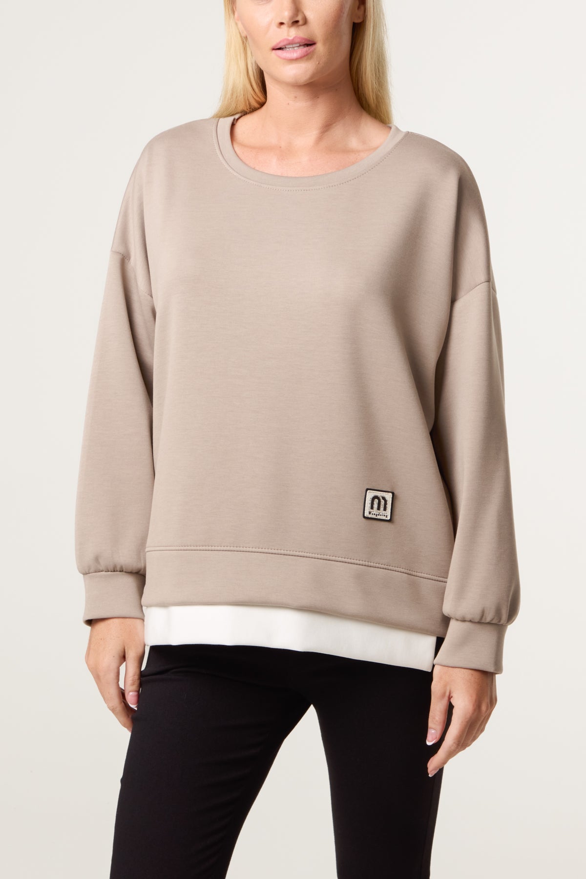 Contrast Hem Side Zip Sweatshirt