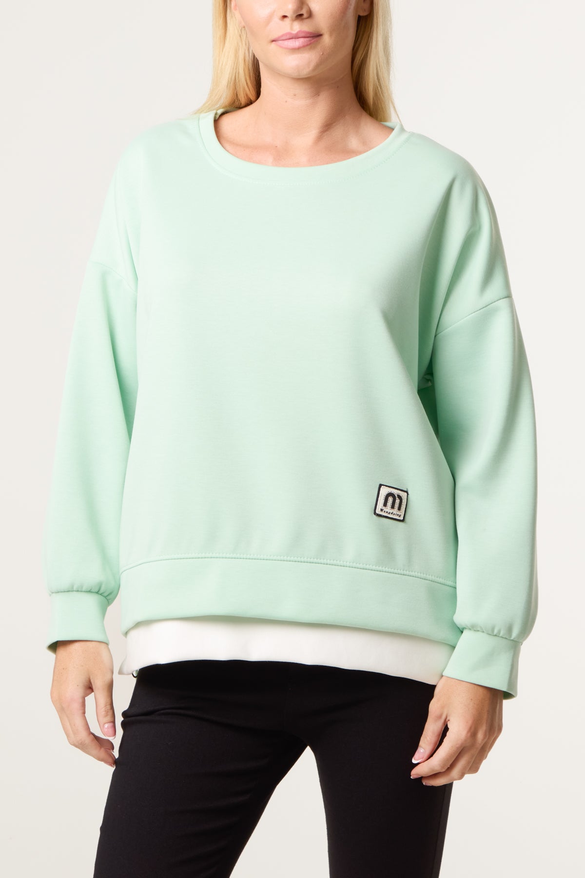 Contrast Hem Side Zip Sweatshirt