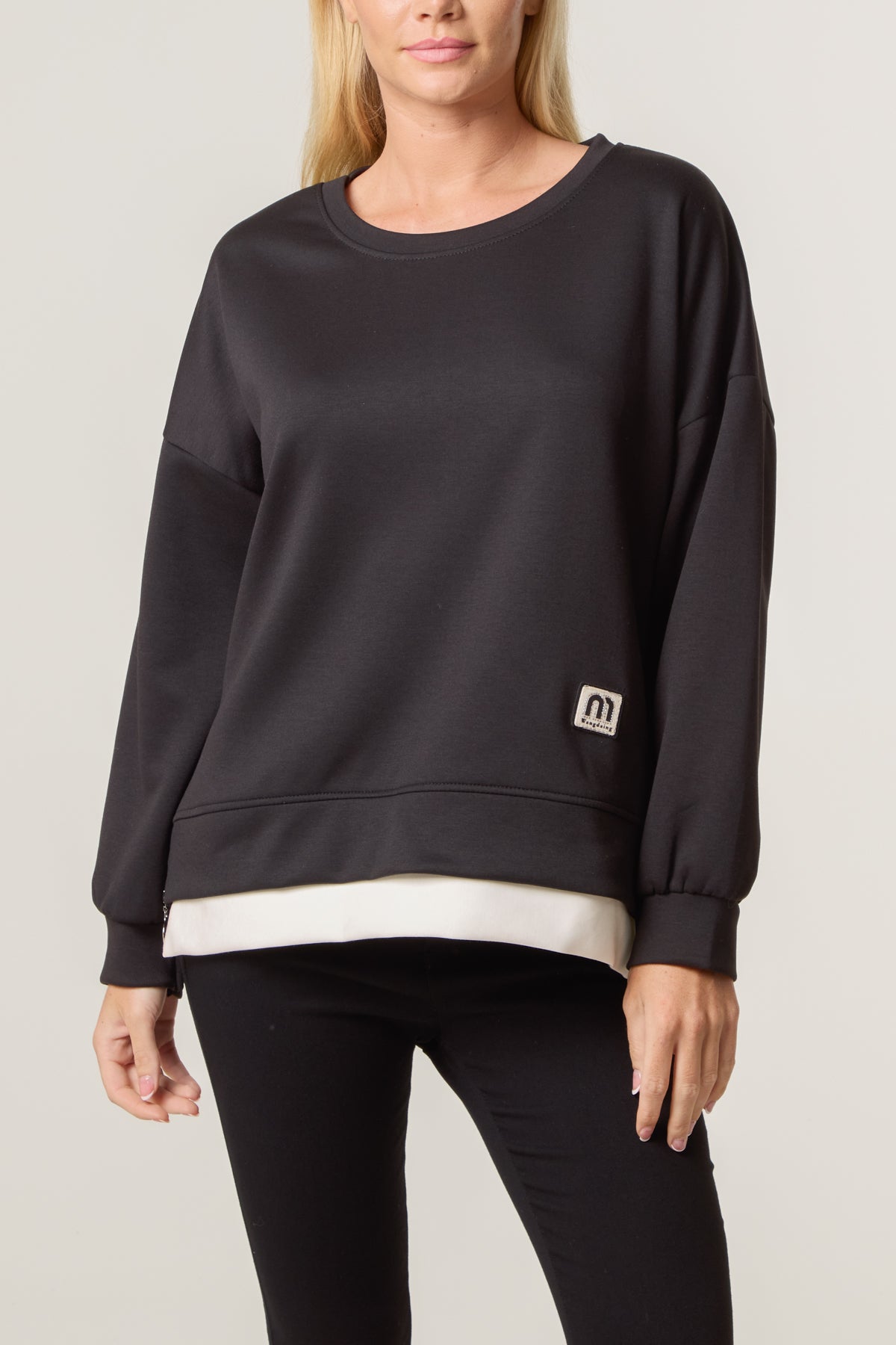 Contrast Hem Side Zip Sweatshirt