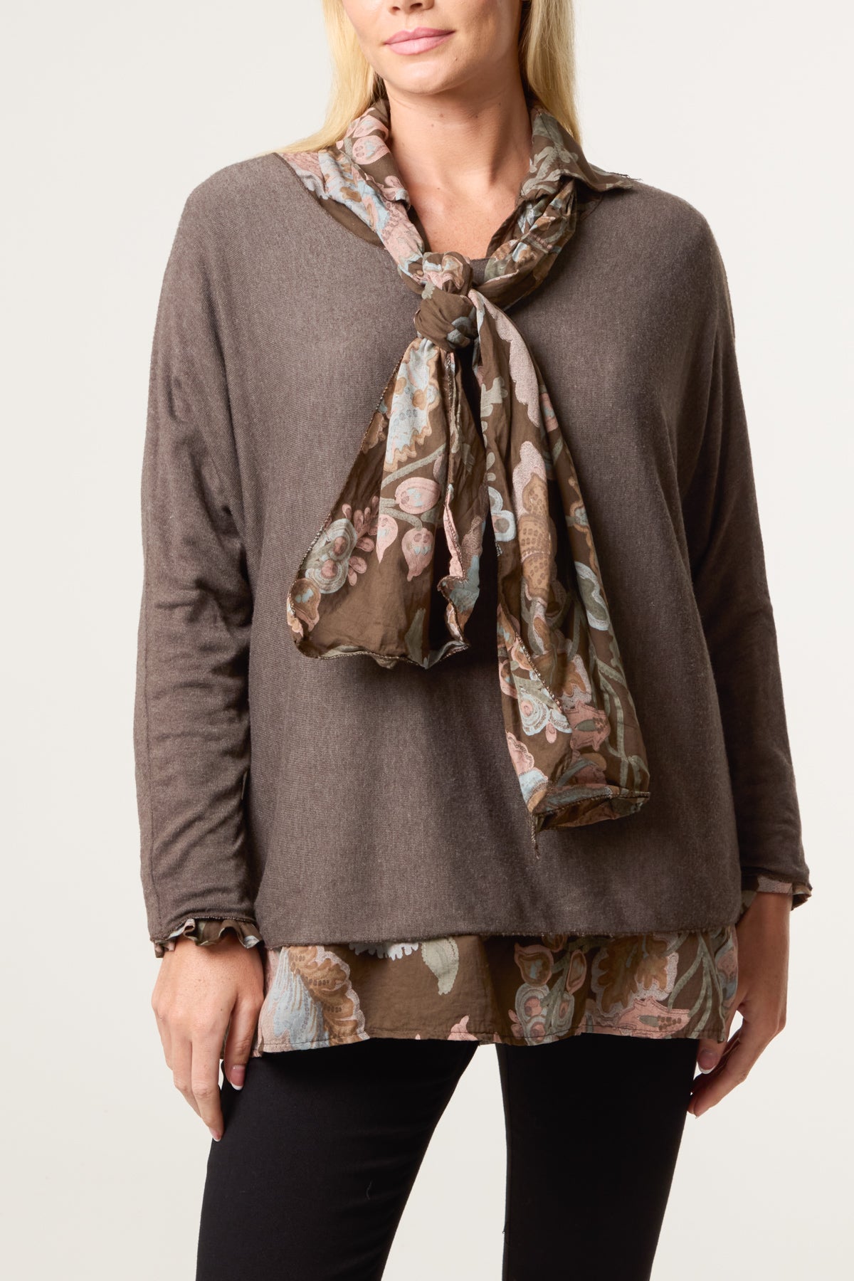 Scarf Double Layer Blouse & Knit