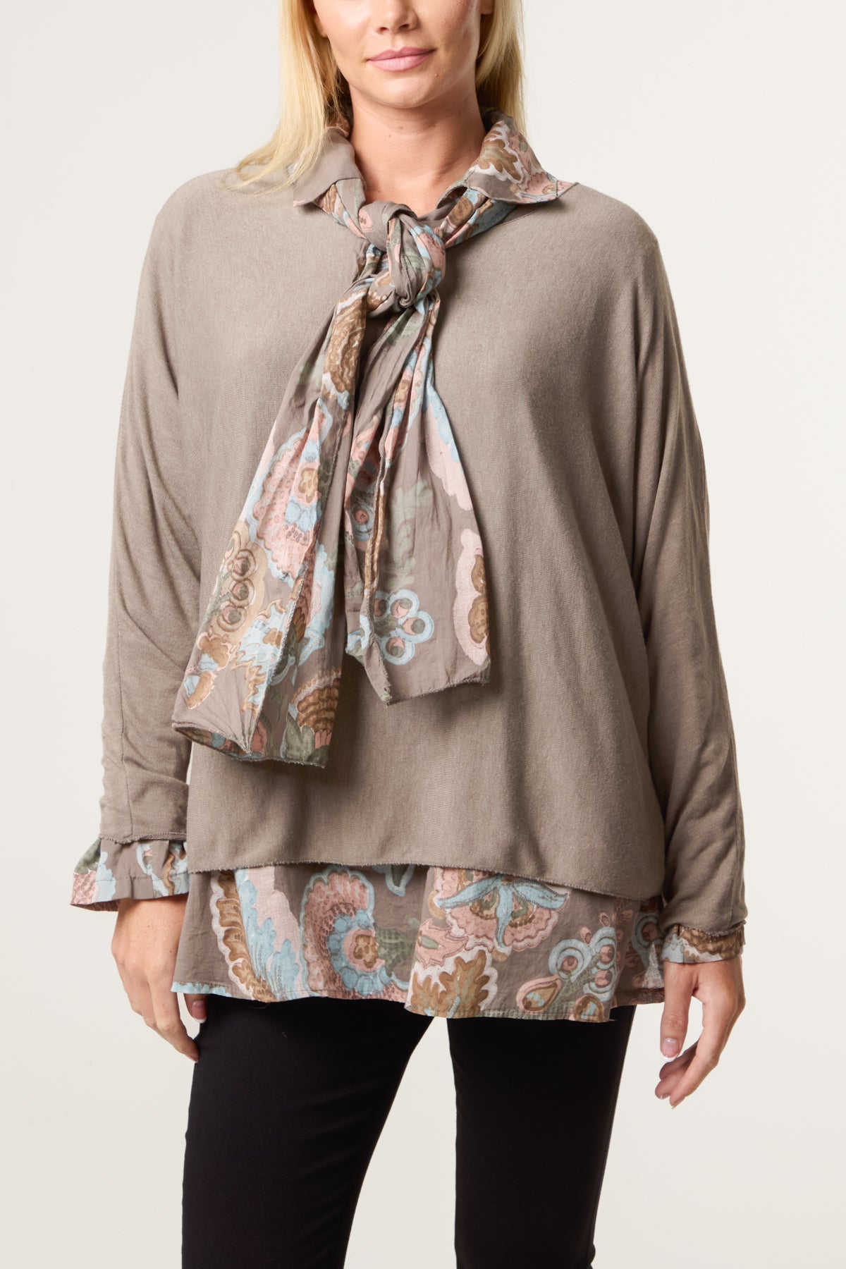 Scarf Double Layer Blouse & Knit