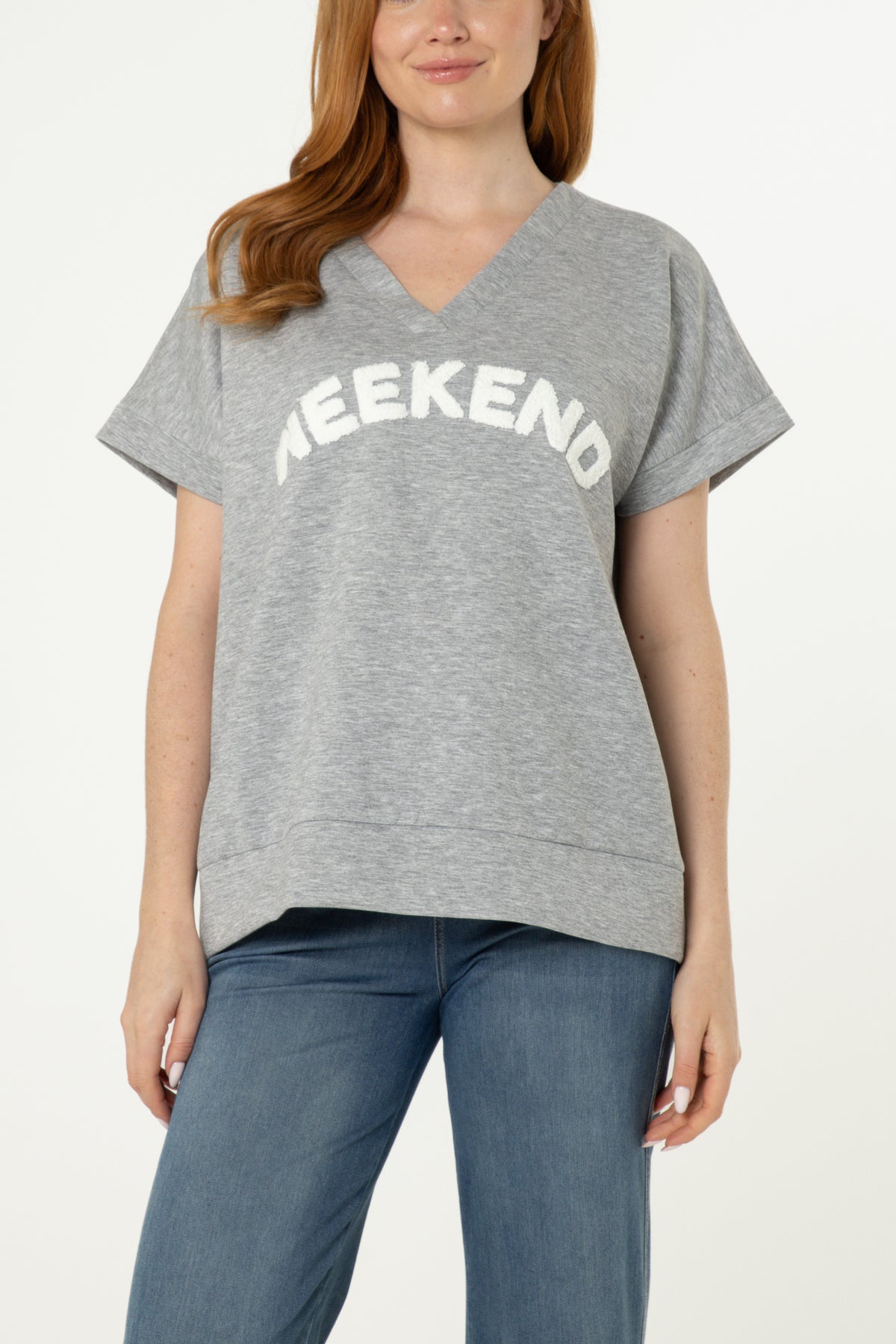 "Weekend" Short Sleeve Sweat Top