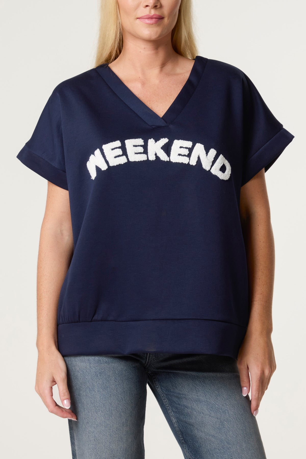 "Weekend" Short Sleeve Sweat Top