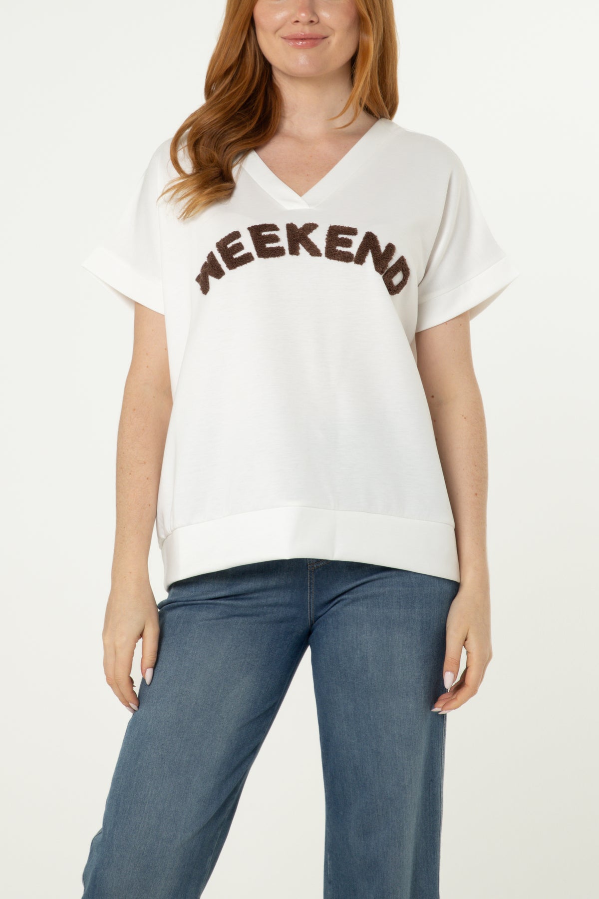 "Weekend" Short Sleeve Sweat Top