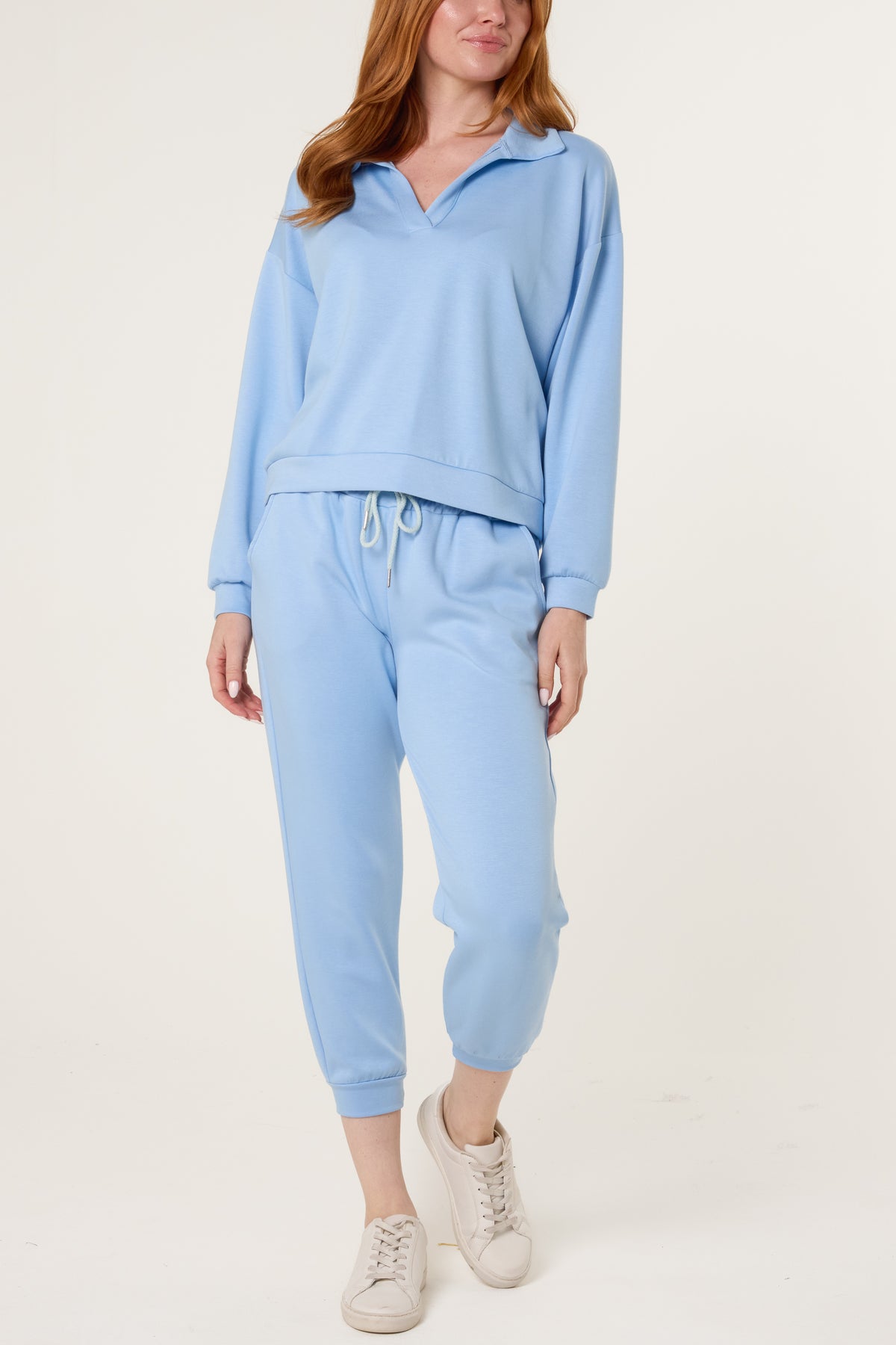 Collar V-Neck Top & Trouser Sweat Set