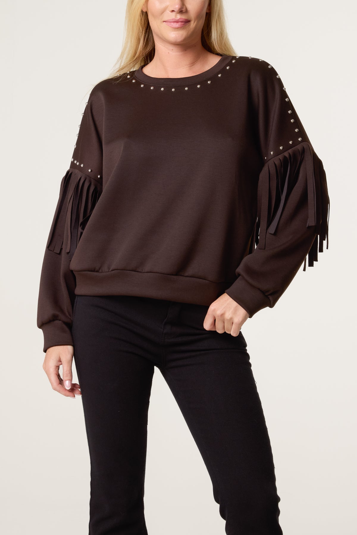 Studs & Frill Sleeve Sweatshirt