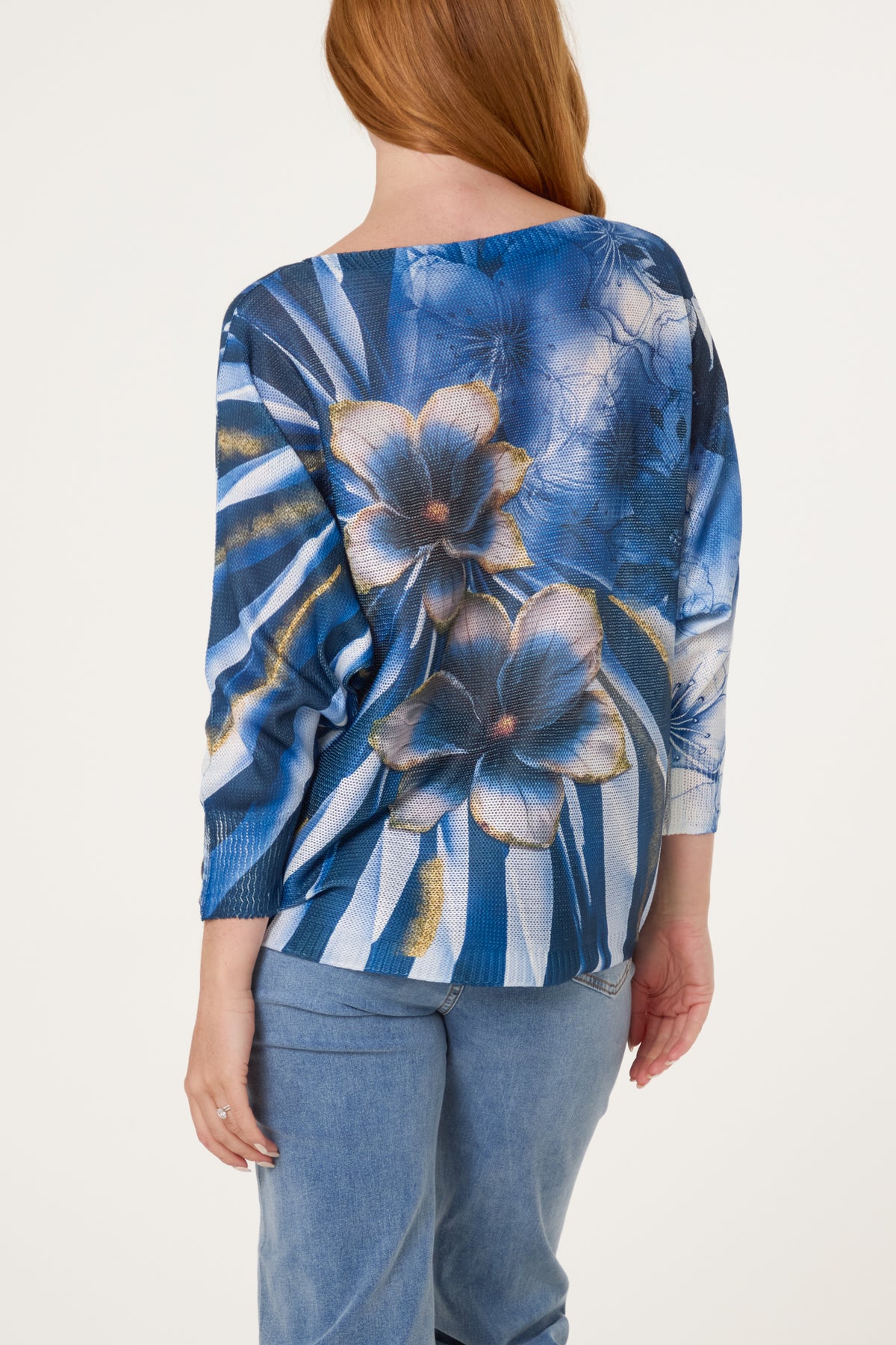 Floral Batwing Crochet Jumper