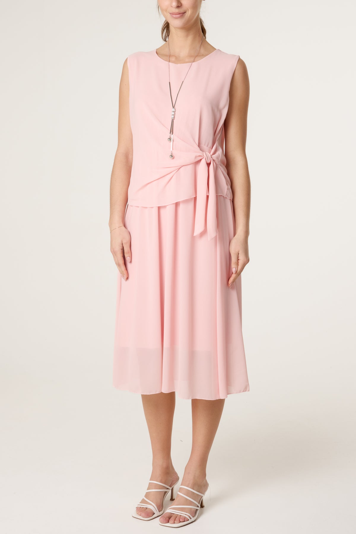 Necklace Tie Side Chiffon Dress