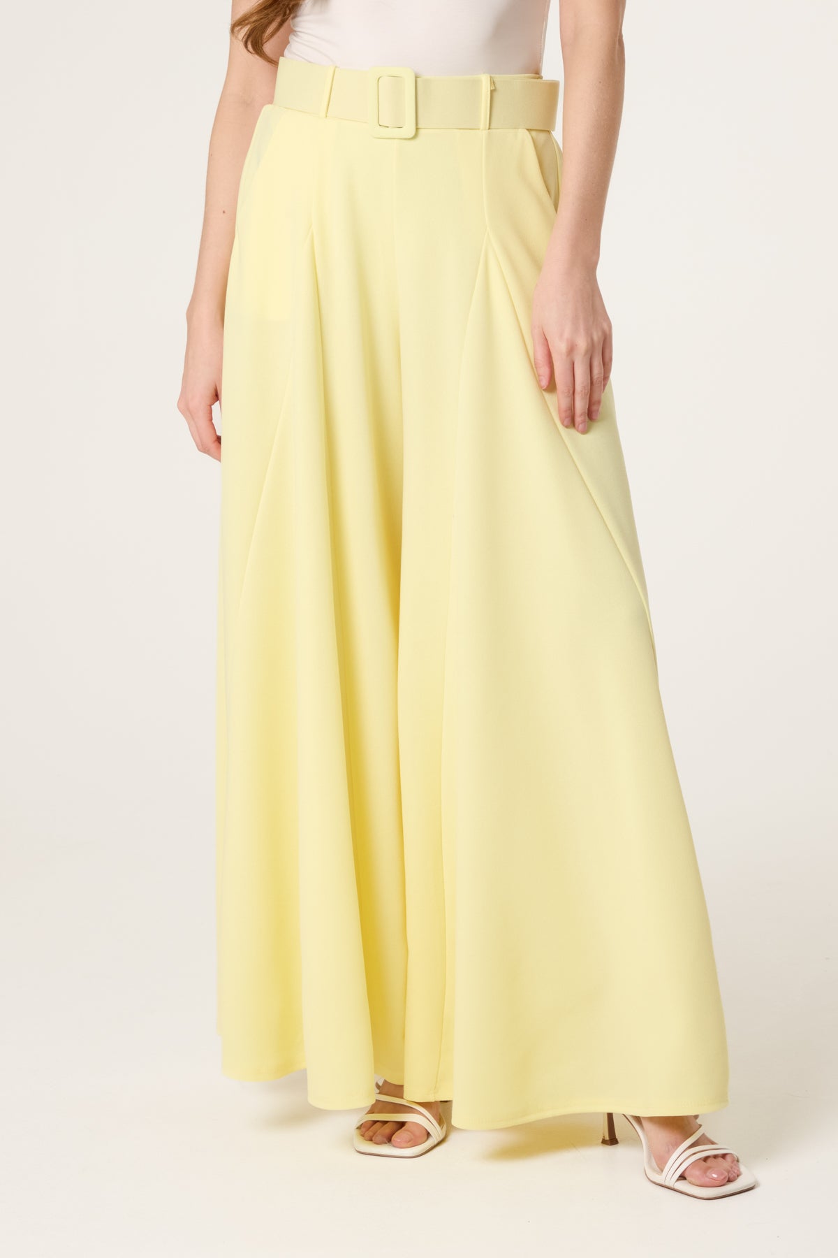 Belted Palazzo Wide Leg Trousers