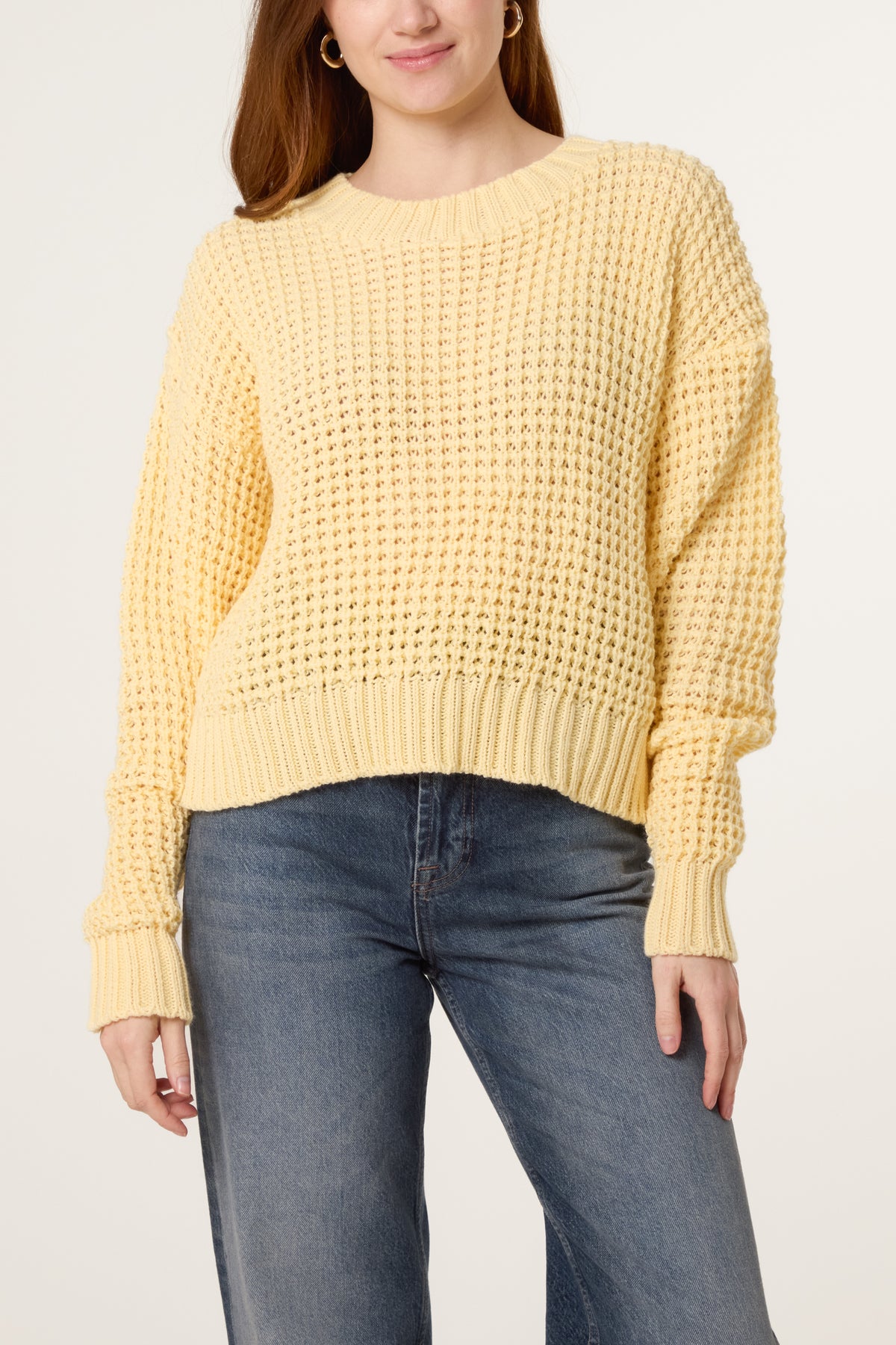 Pointelle Knit Round Neck Jumper