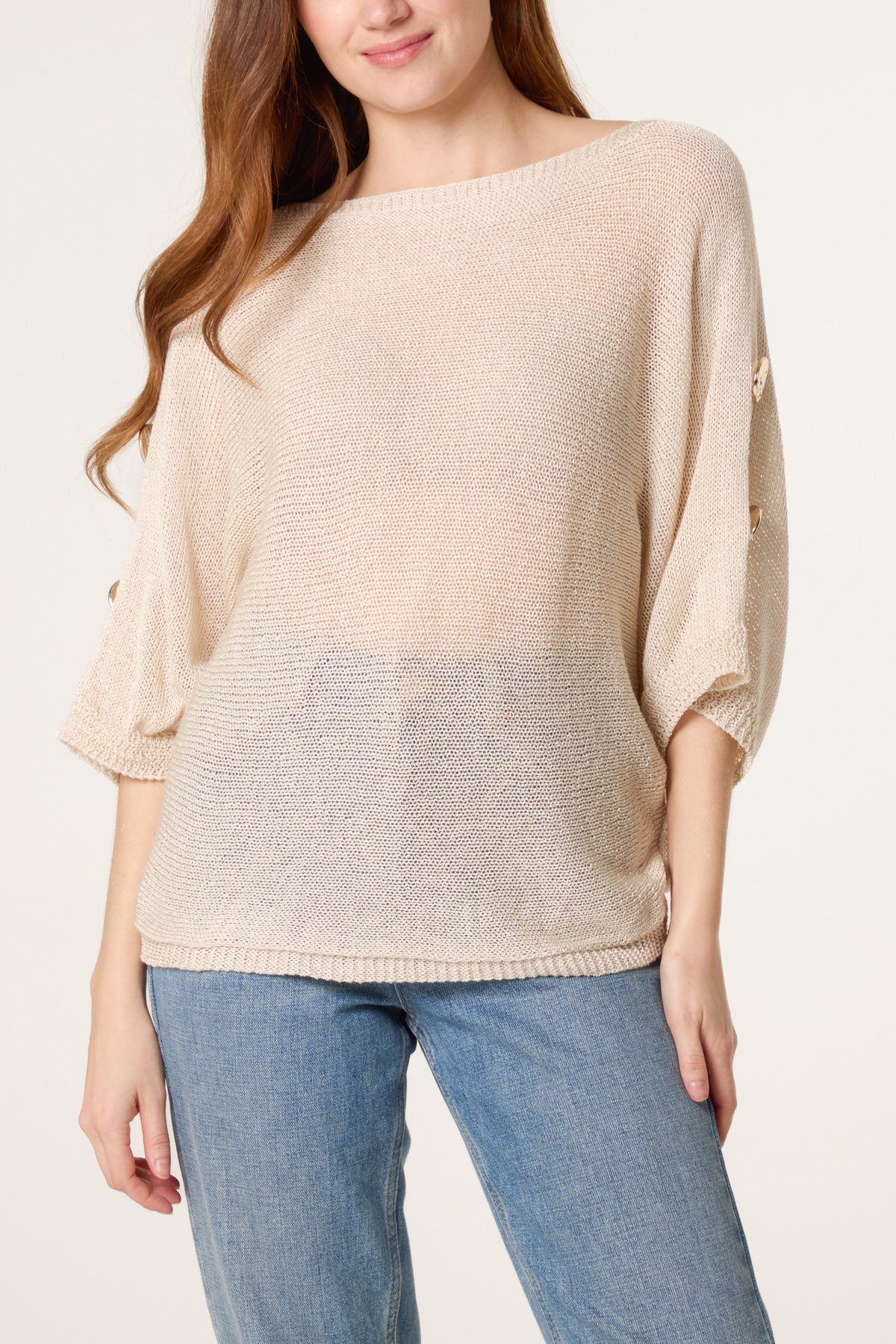 Gold Button Filigree Knit Top