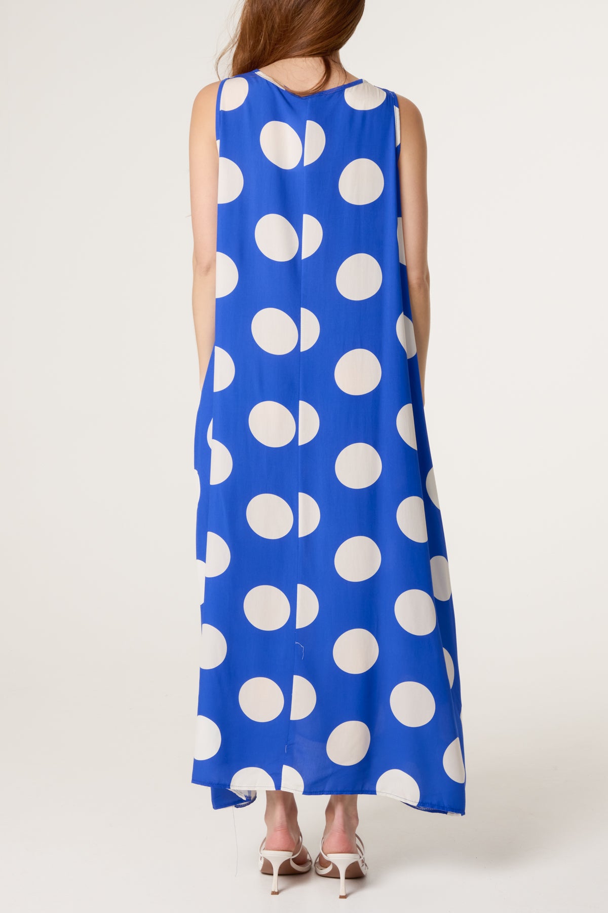 Sleeveless Polka Dot Midi Dress