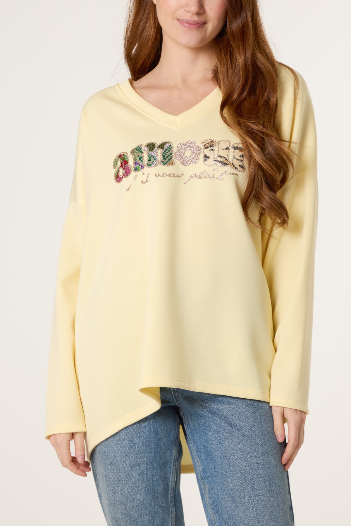 V-Neck "Amour" Soft Touch Sweatshirt