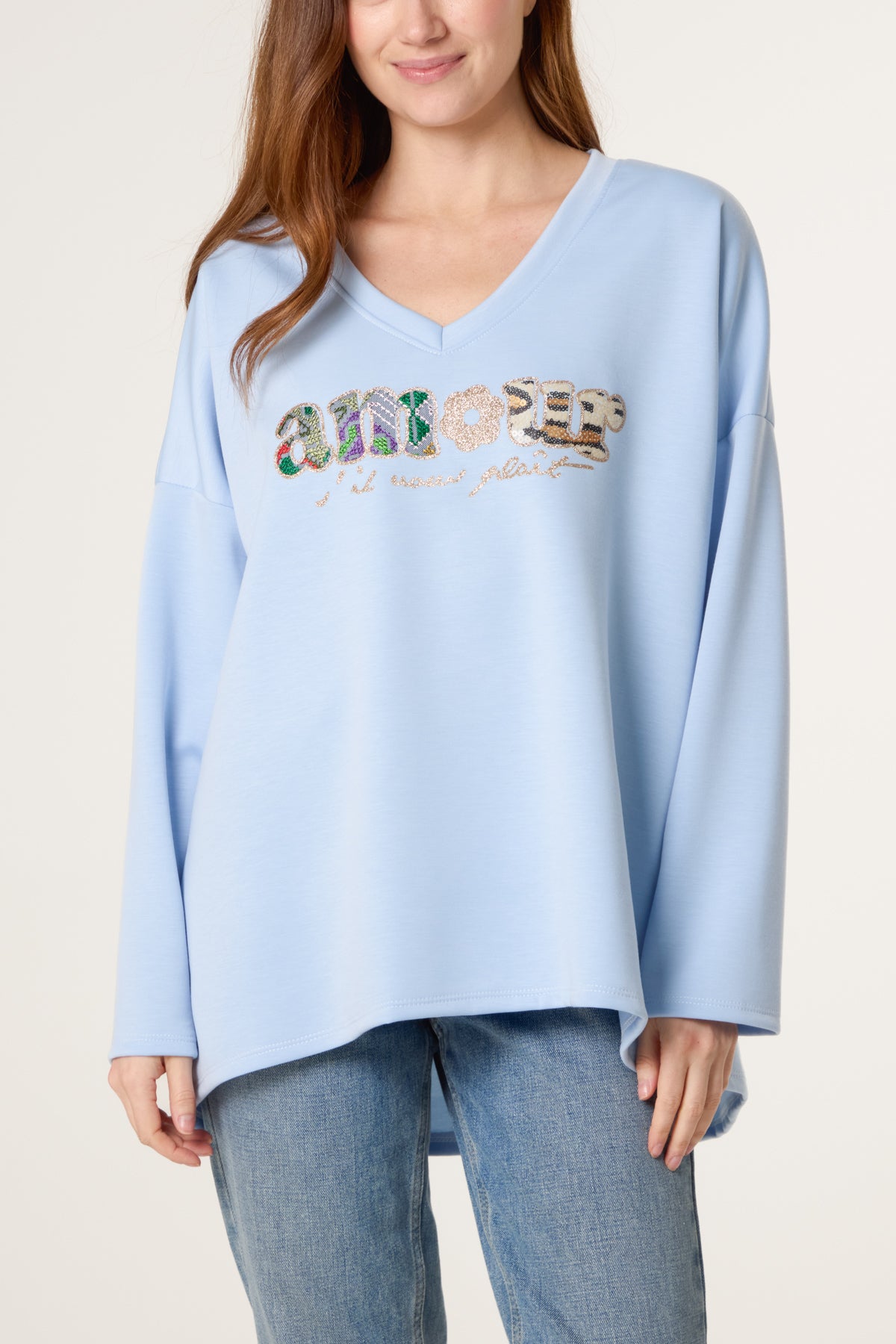 V-Neck "Amour" Soft Touch Sweatshirt