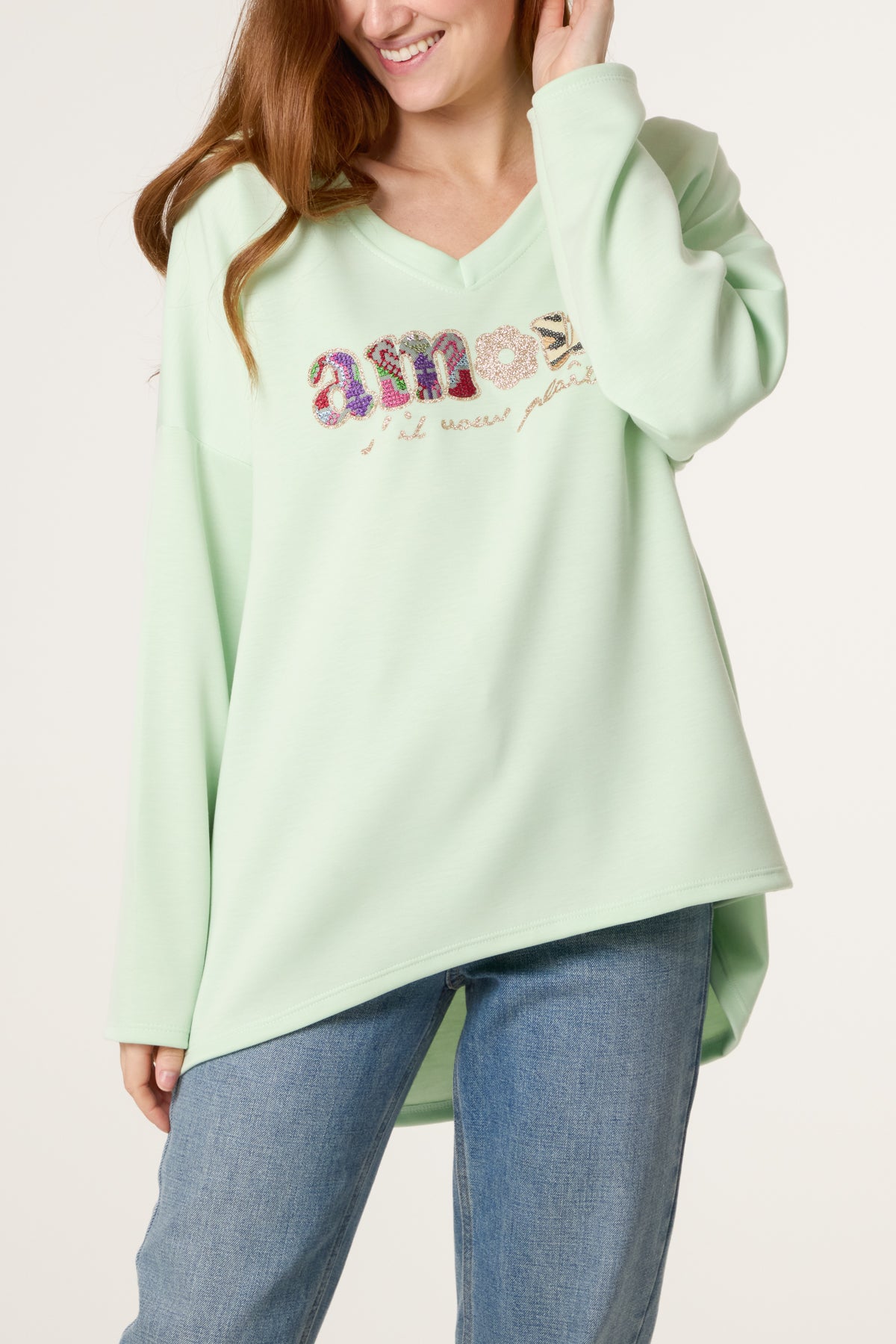 V-Neck "Amour" Soft Touch Sweatshirt