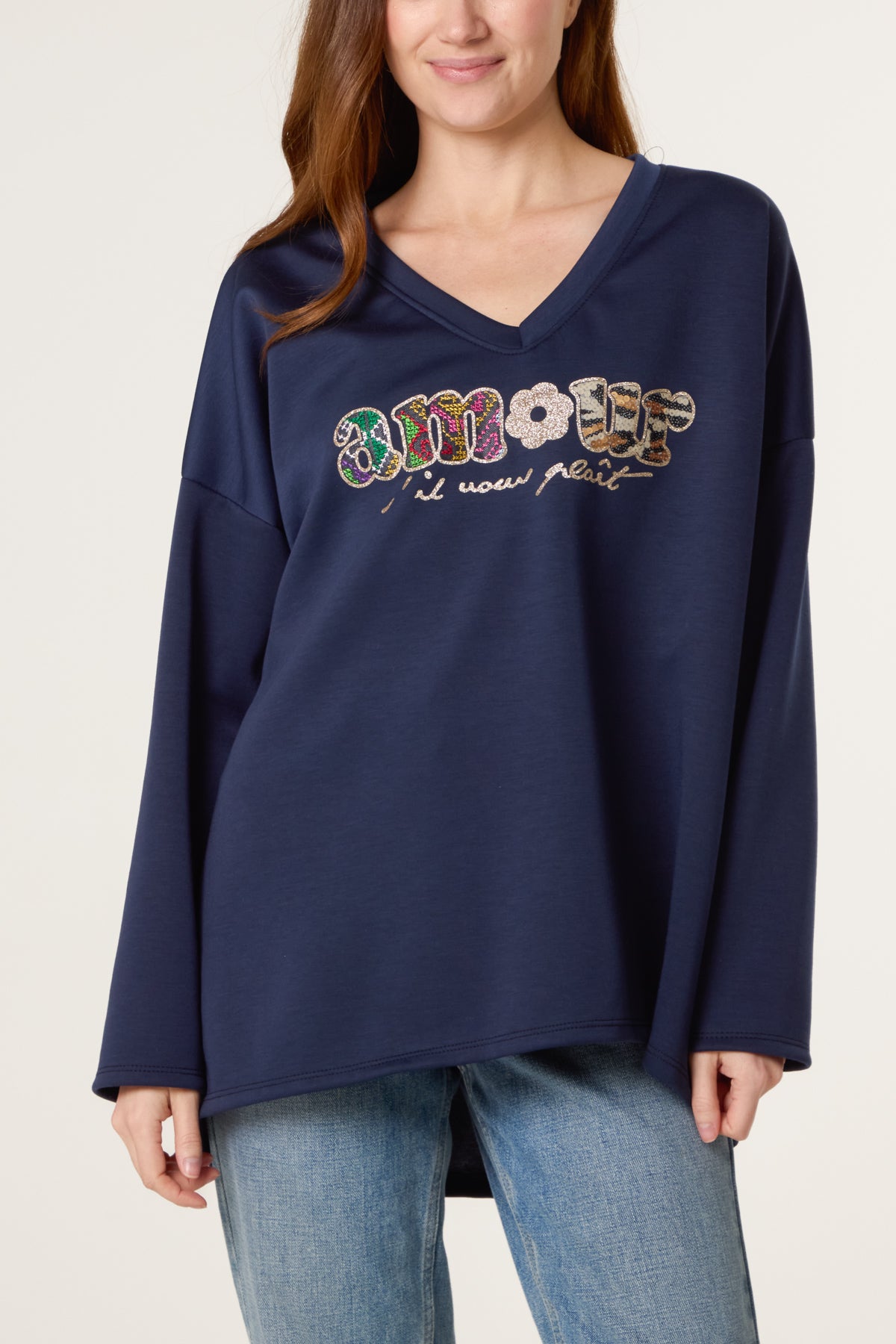 V-Neck "Amour" Soft Touch Sweatshirt