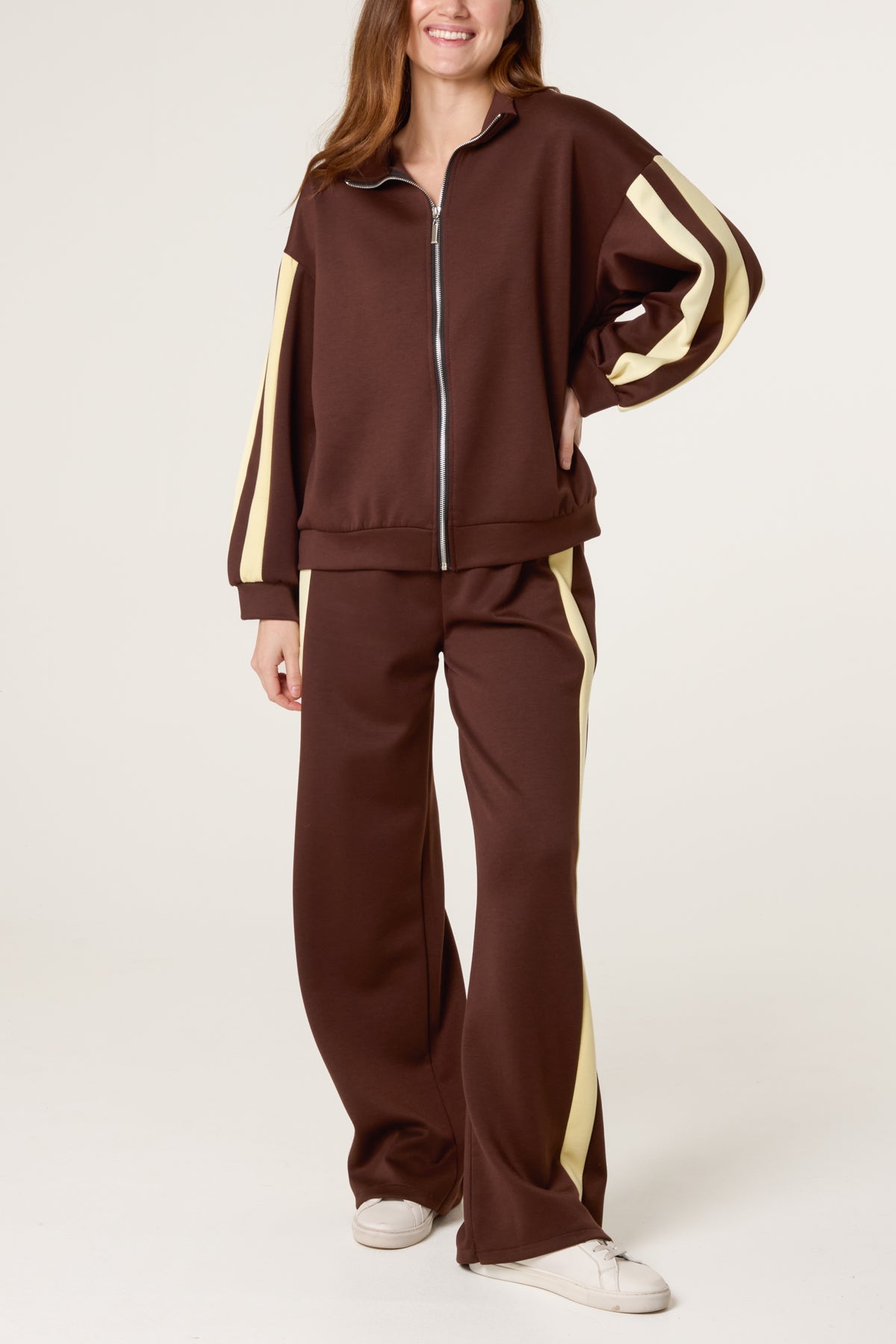 Funnel Neck Zip Up Side Stripe Tracksuit