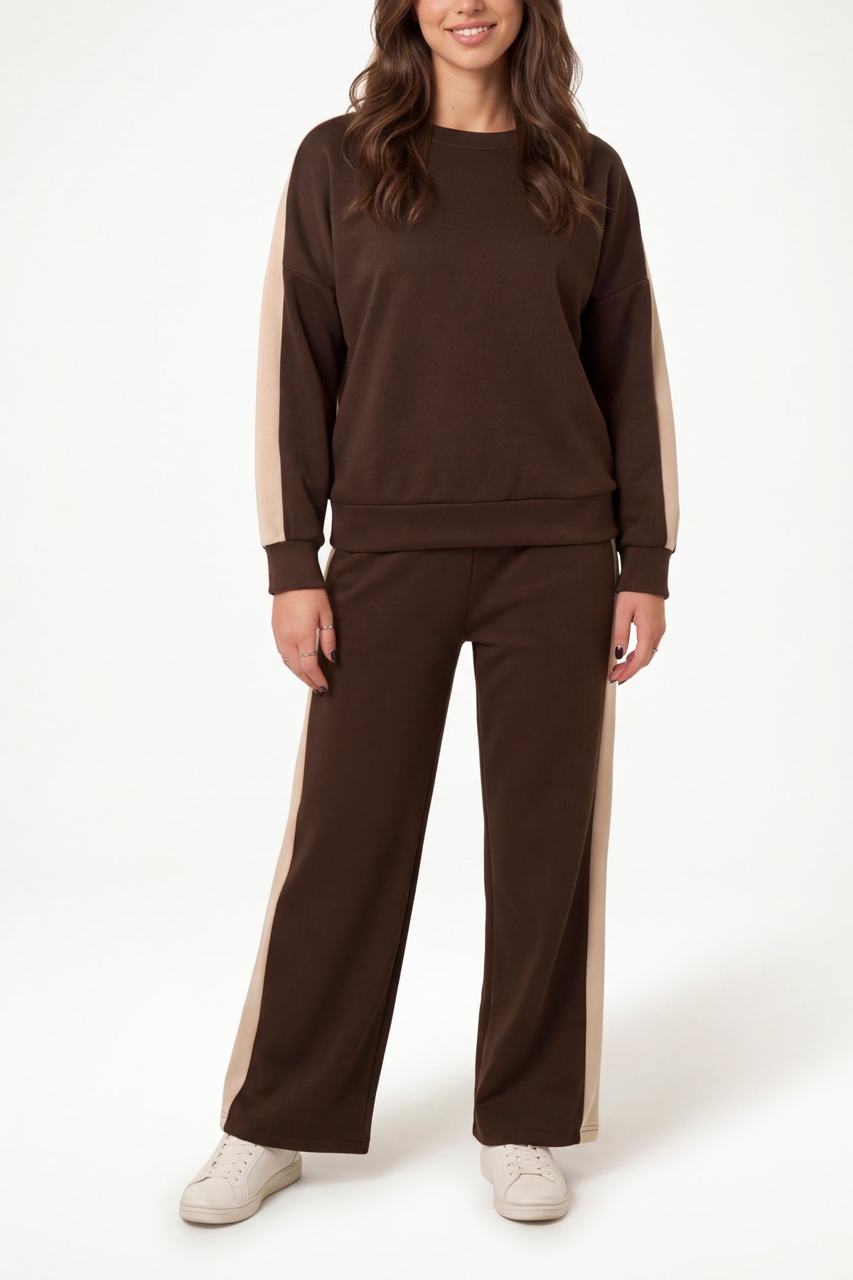 Side Stripe Sweatshirt & Wide Leg Set