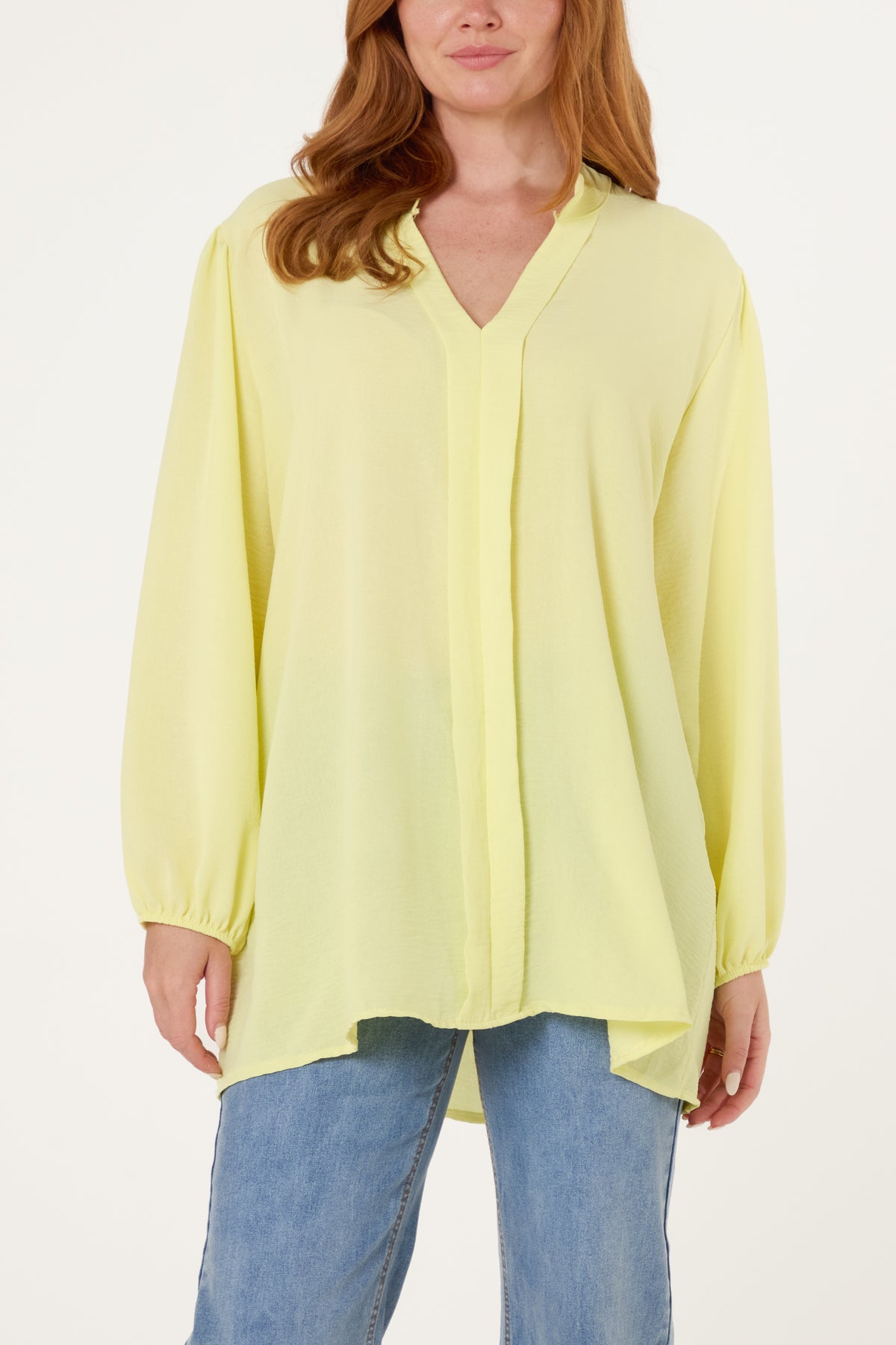 Grandad Collar Long Sleeve Blouse