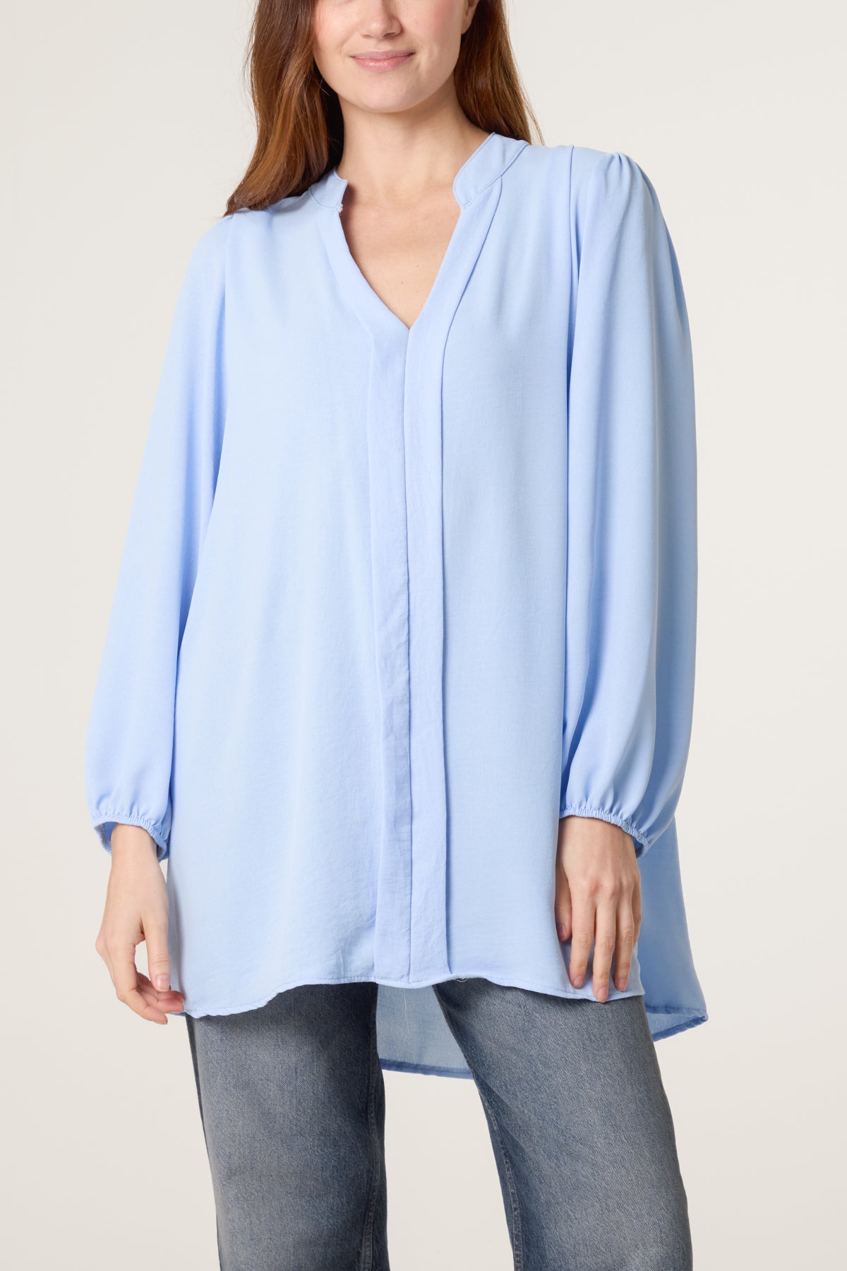 Grandad Collar Long Sleeve Blouse