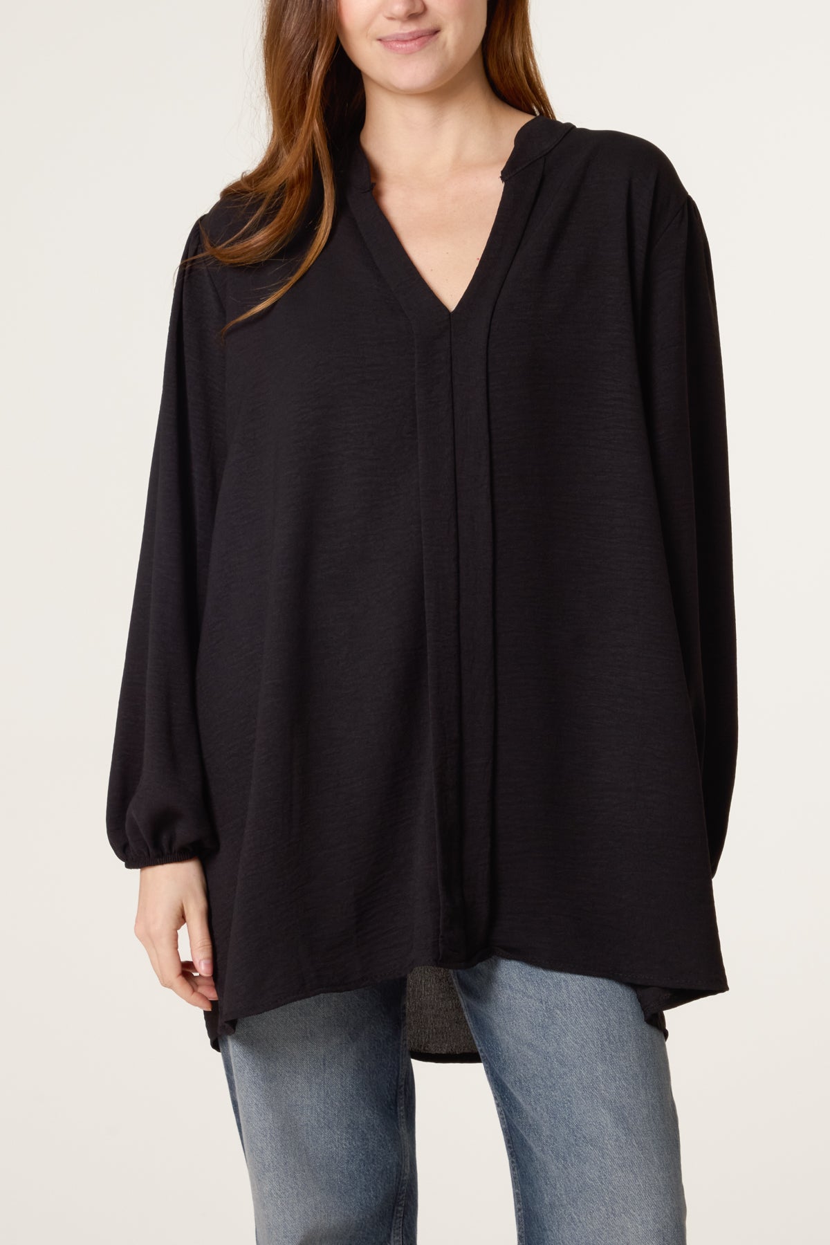 Grandad Collar Long Sleeve Blouse