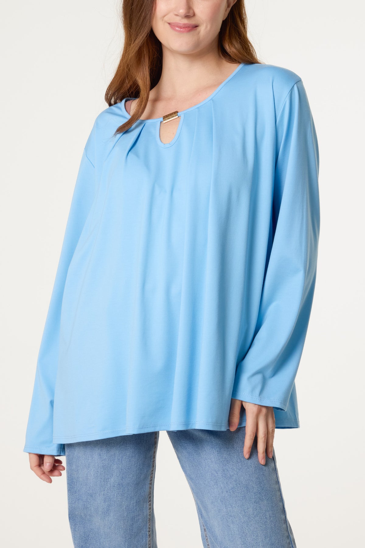 Gold Detail Keyhole Jersey Top