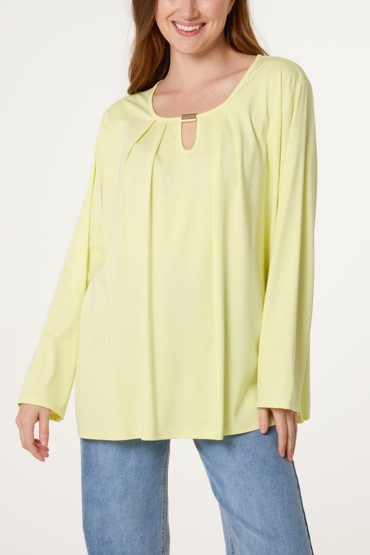 Gold Detail Keyhole Jersey Top
