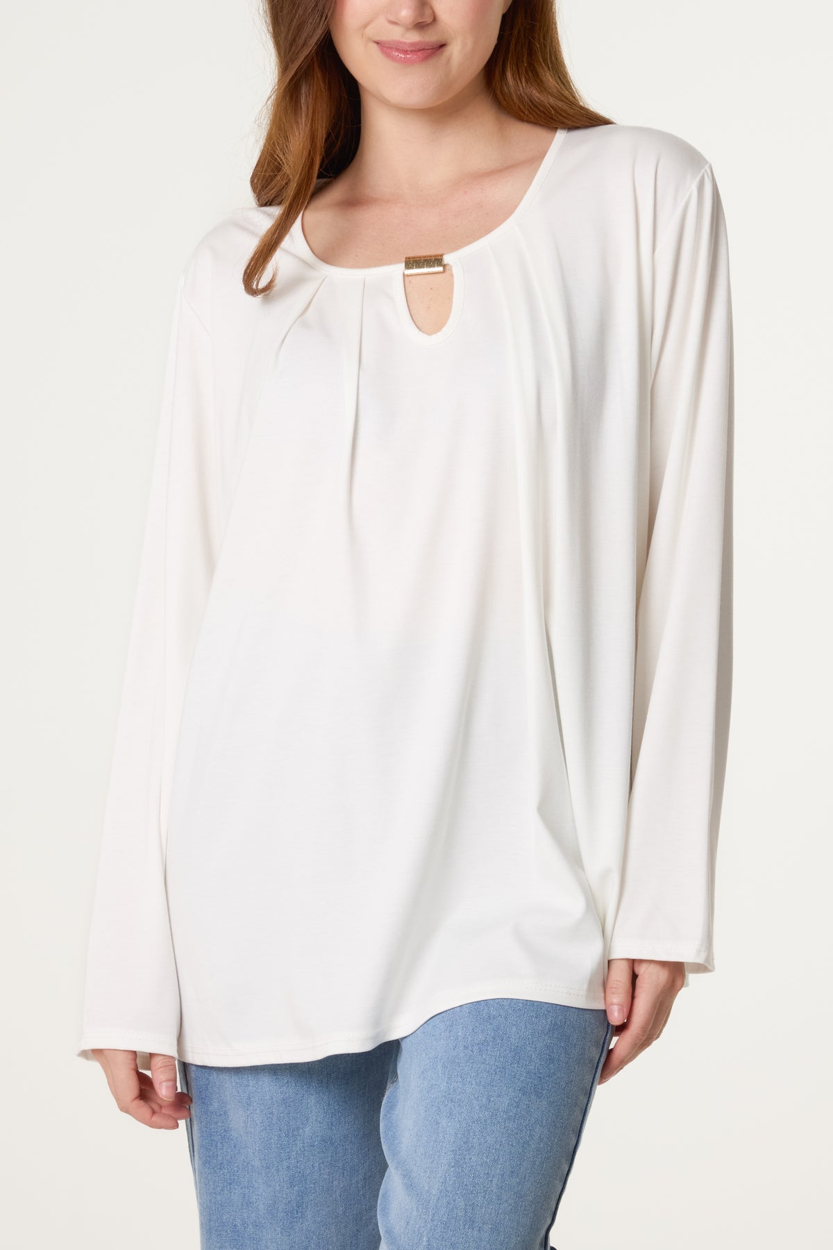 Gold Detail Keyhole Jersey Top