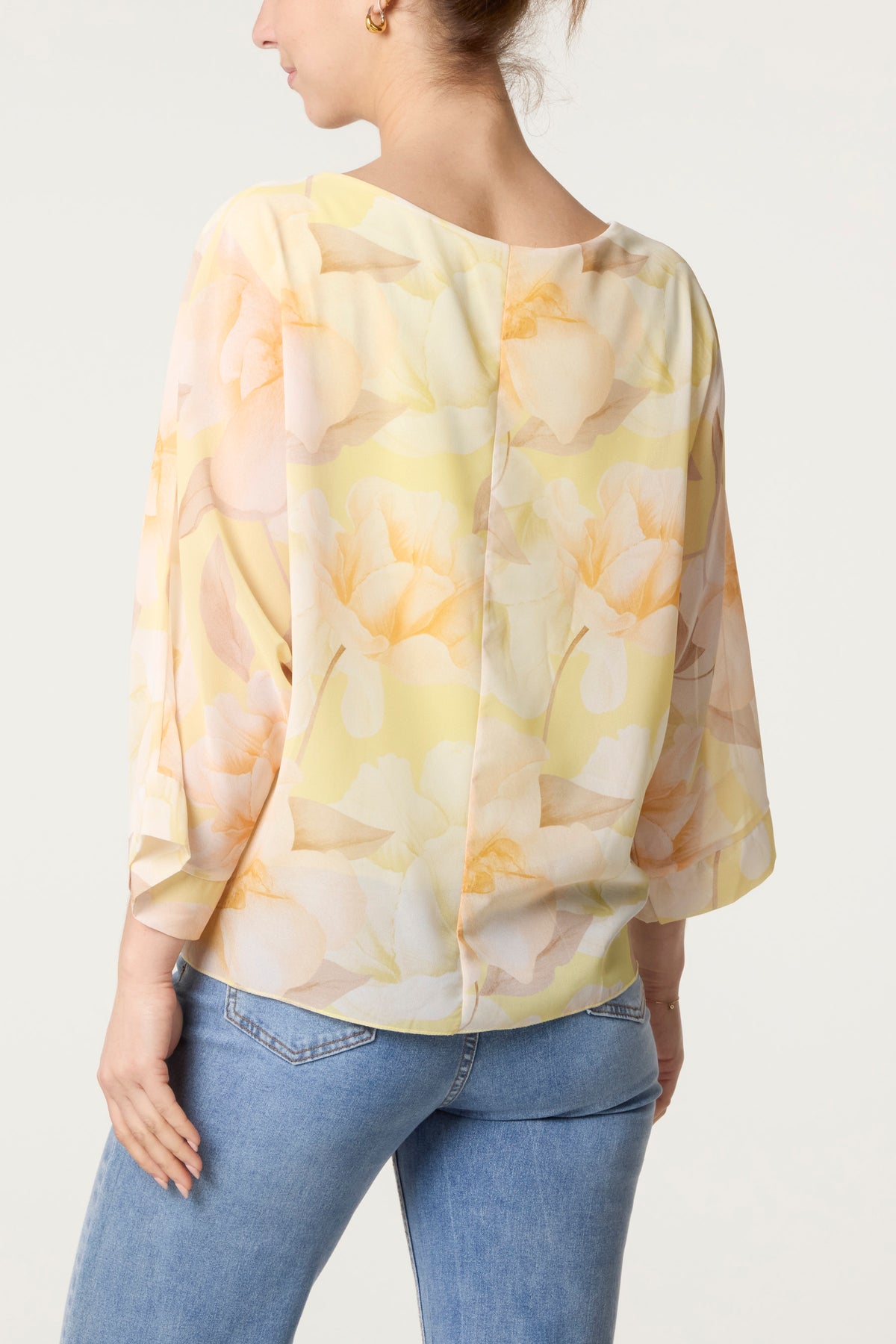Floral Chiffon Front Knot Blouse